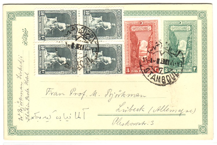 Uprated entire sent Lübeck 1926