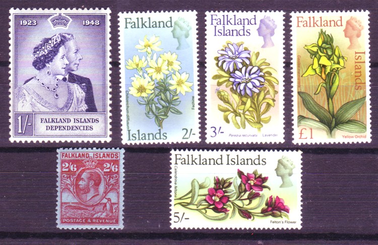 FALKLAND ISLANDS: Stock card with mint selection incl. 2s. 6d. 1929. See scan