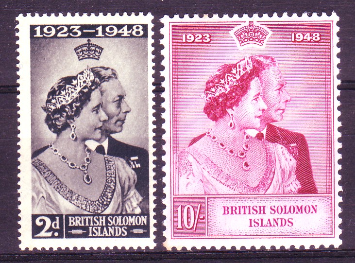BRITISH SOLOMON ISLANDS: SG 75-76 .**. MNH set Royal Silver Wedding 1949