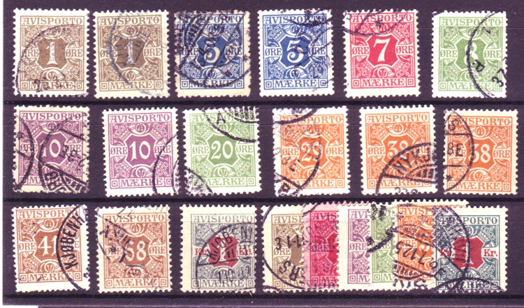Lot stpl. Avisportomerker. AFA 1.100,-+