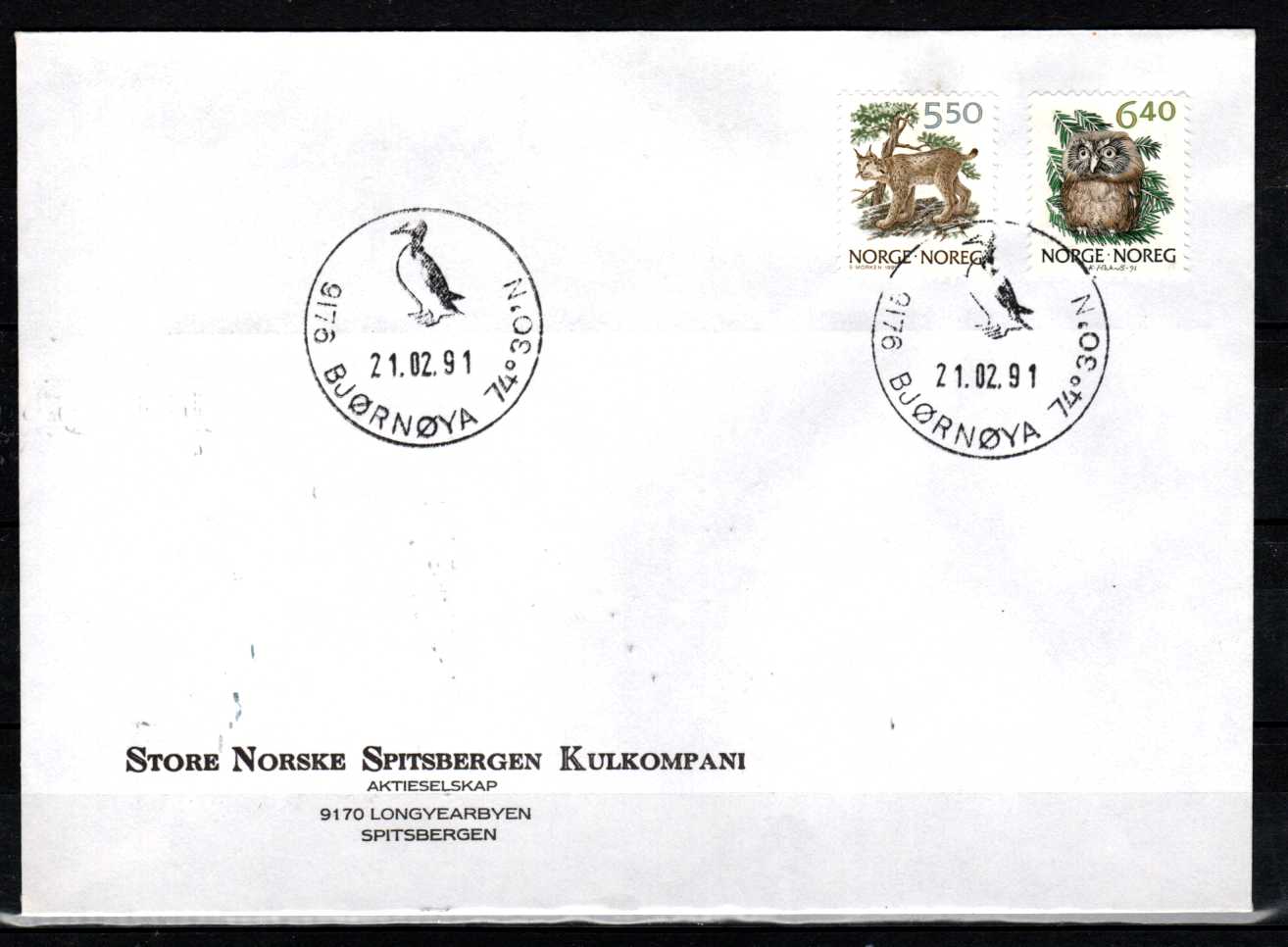 FDC HK 1108-09 stemplet Bjørnøya