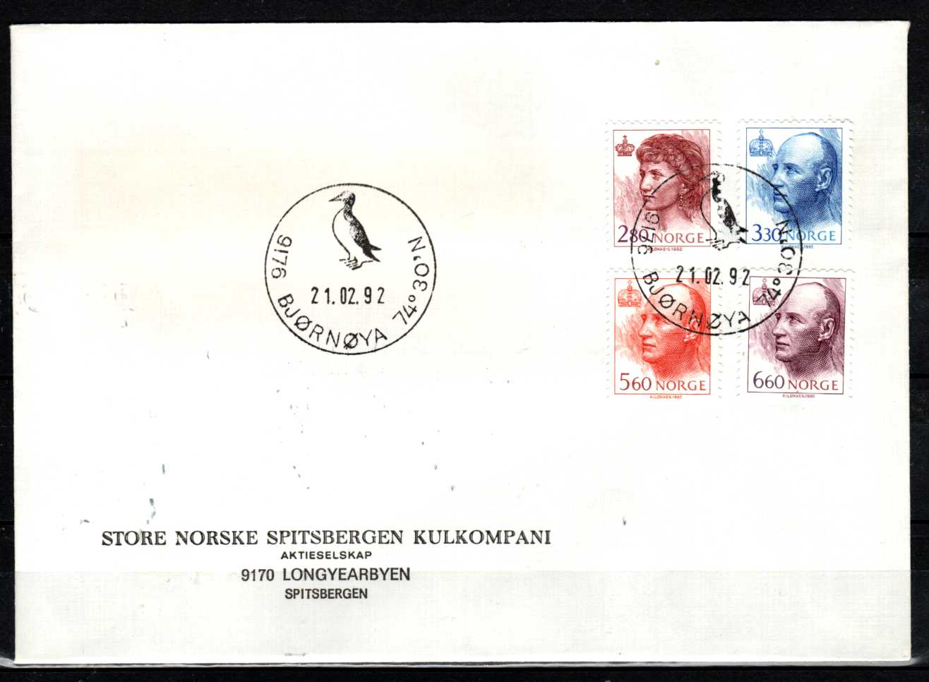 FDC HK 1133-34 stemplet Bjørnøya