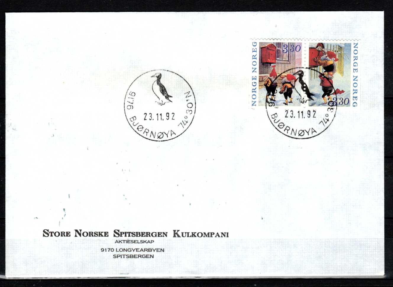 FDC HK 1161-62 stemplet Bjørnøya