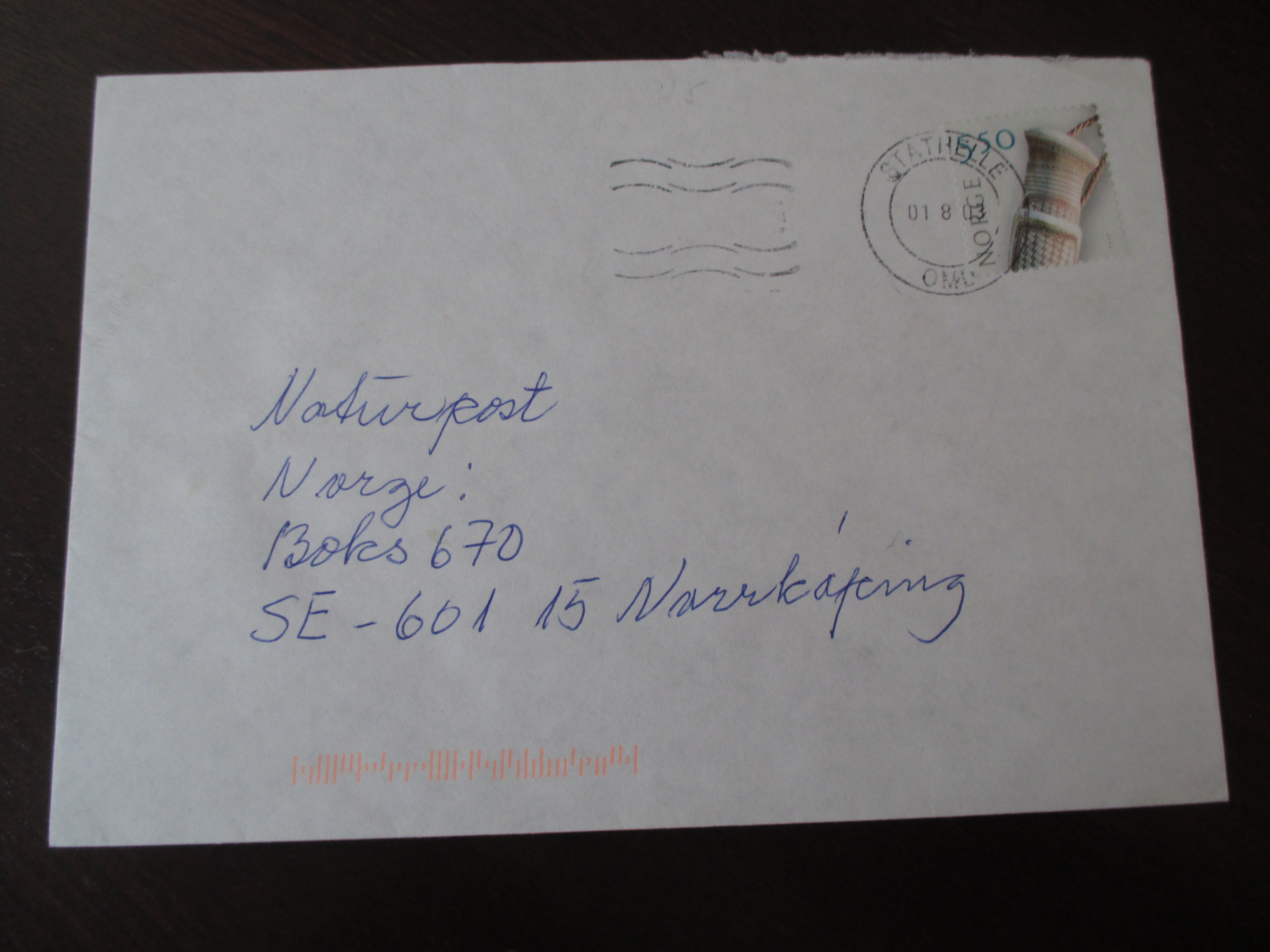 Brev st. Stathelle OMD 01.08.2003. Maskinstempel.