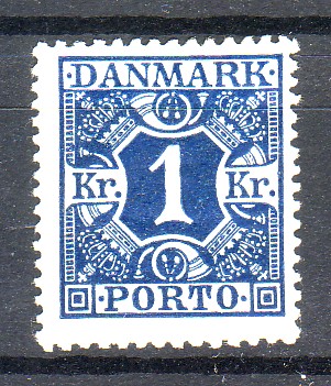 P-15 .*. 1 kr Porto 1921-25 hengslet