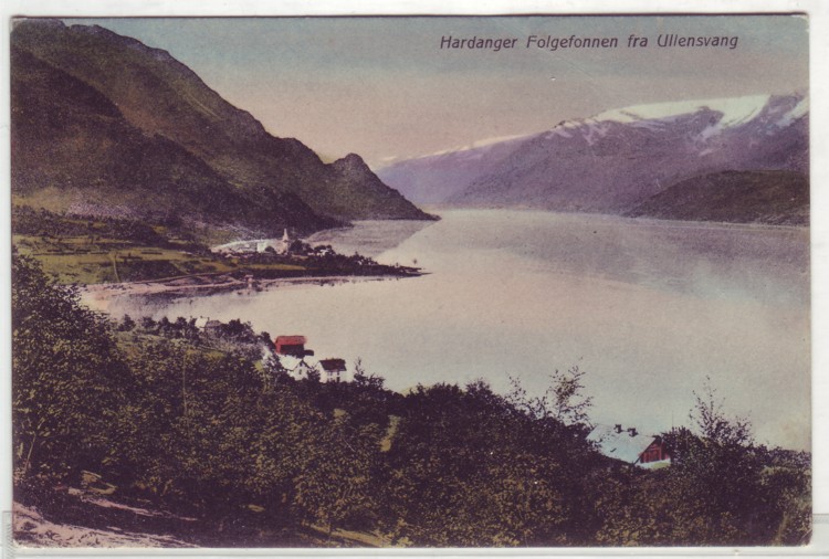 99. Fargekort -Hardanger Folgefonnen fra Ullensvang- brukt -12. G. H. # 715. K-2