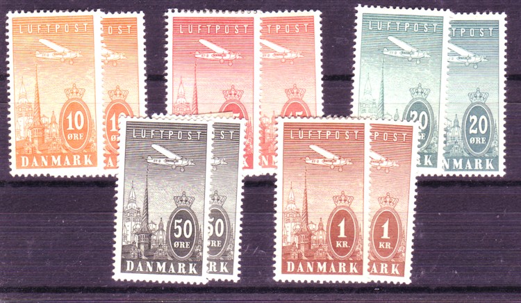216-20 .*. 2 hengslete sett Luftpost 1924
