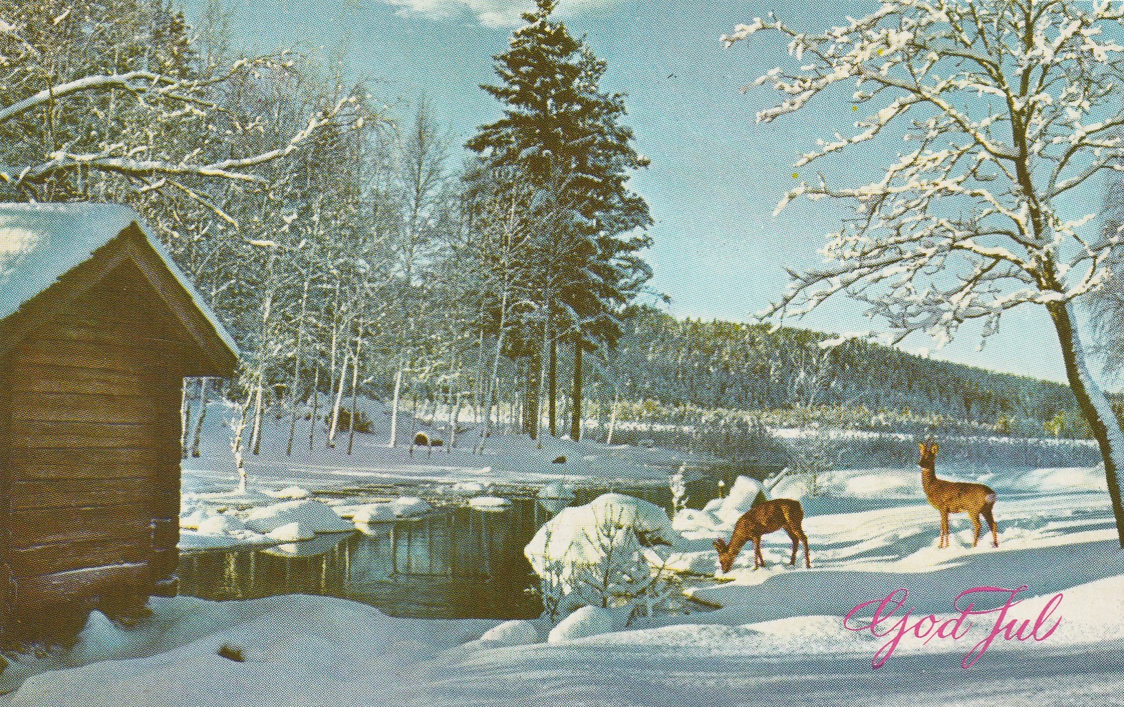 Eldre kort :  God Jul.  NGU Unummerert  Pstg i 1963. Småf