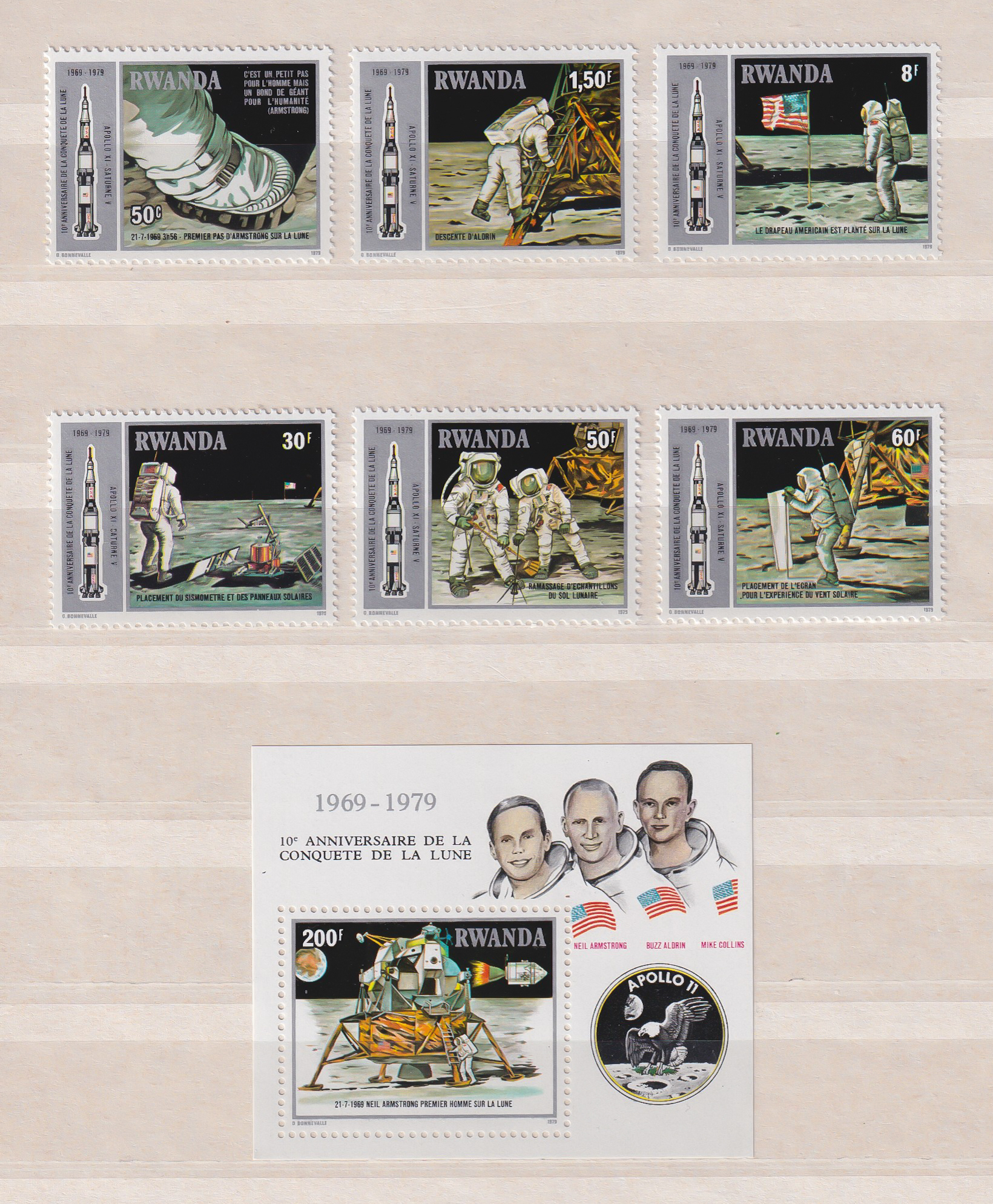 ##RWANDA 1980 P.fr. Sett + M/A - MOON LANDING##
