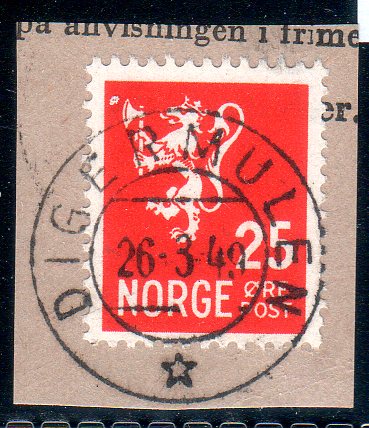 DIGERMULEN 26-3-49. Praktstp på klipp med Nk 354. UTROP 1,-