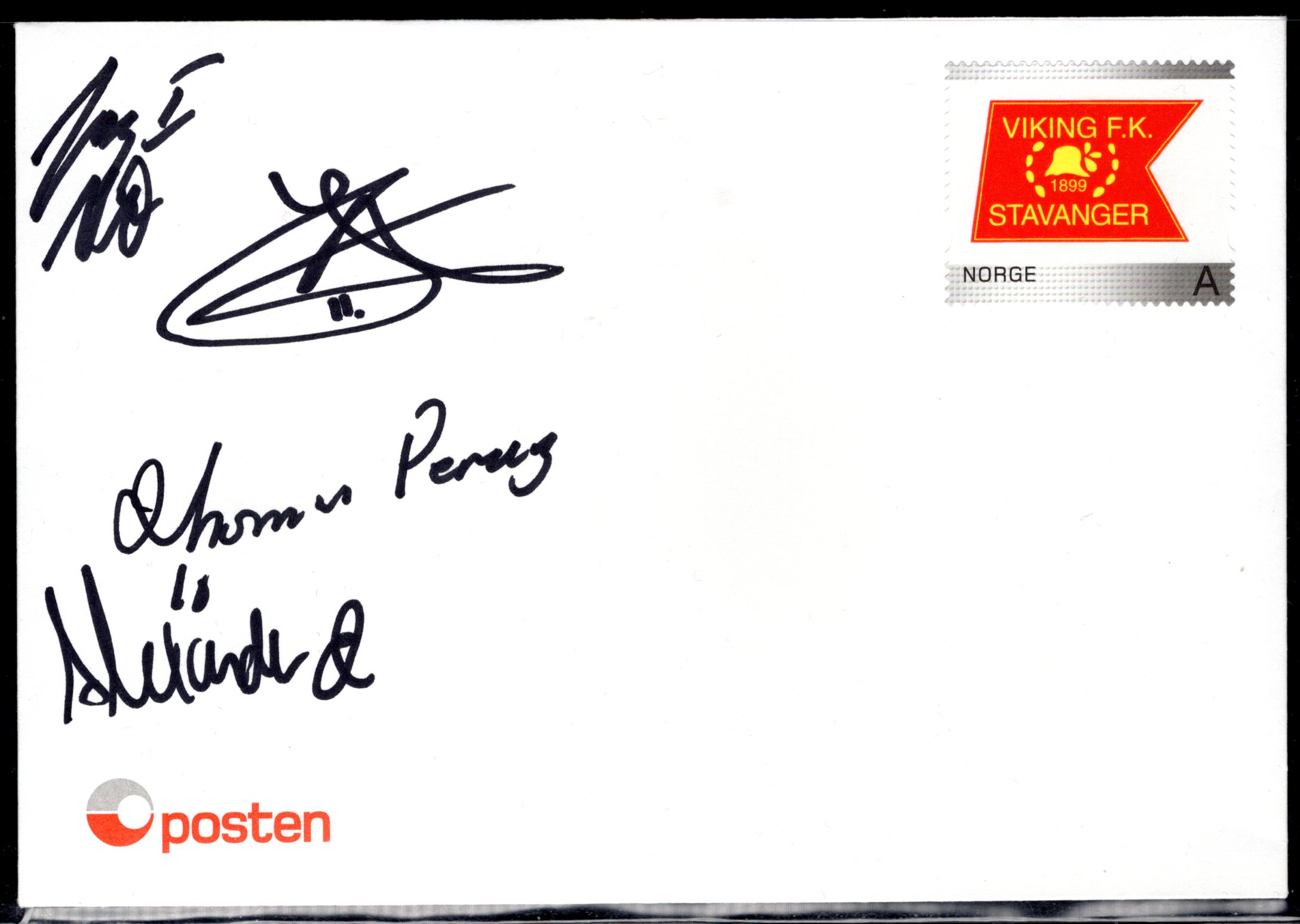 ubrukt brev Pers.frimerke Viking FK med div signaturer se scan