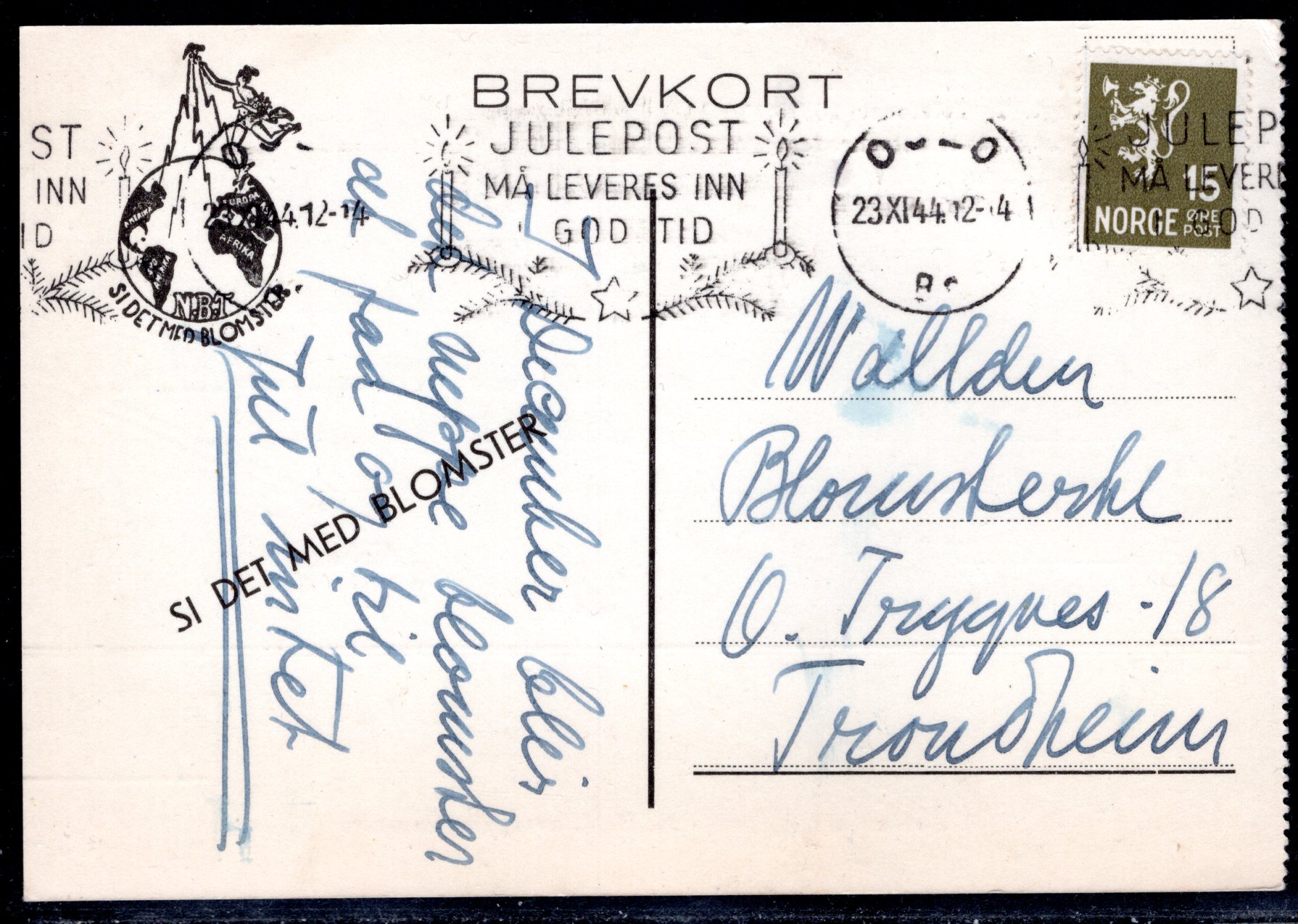 brevkort tekststemplet Oslo 1944 se scan