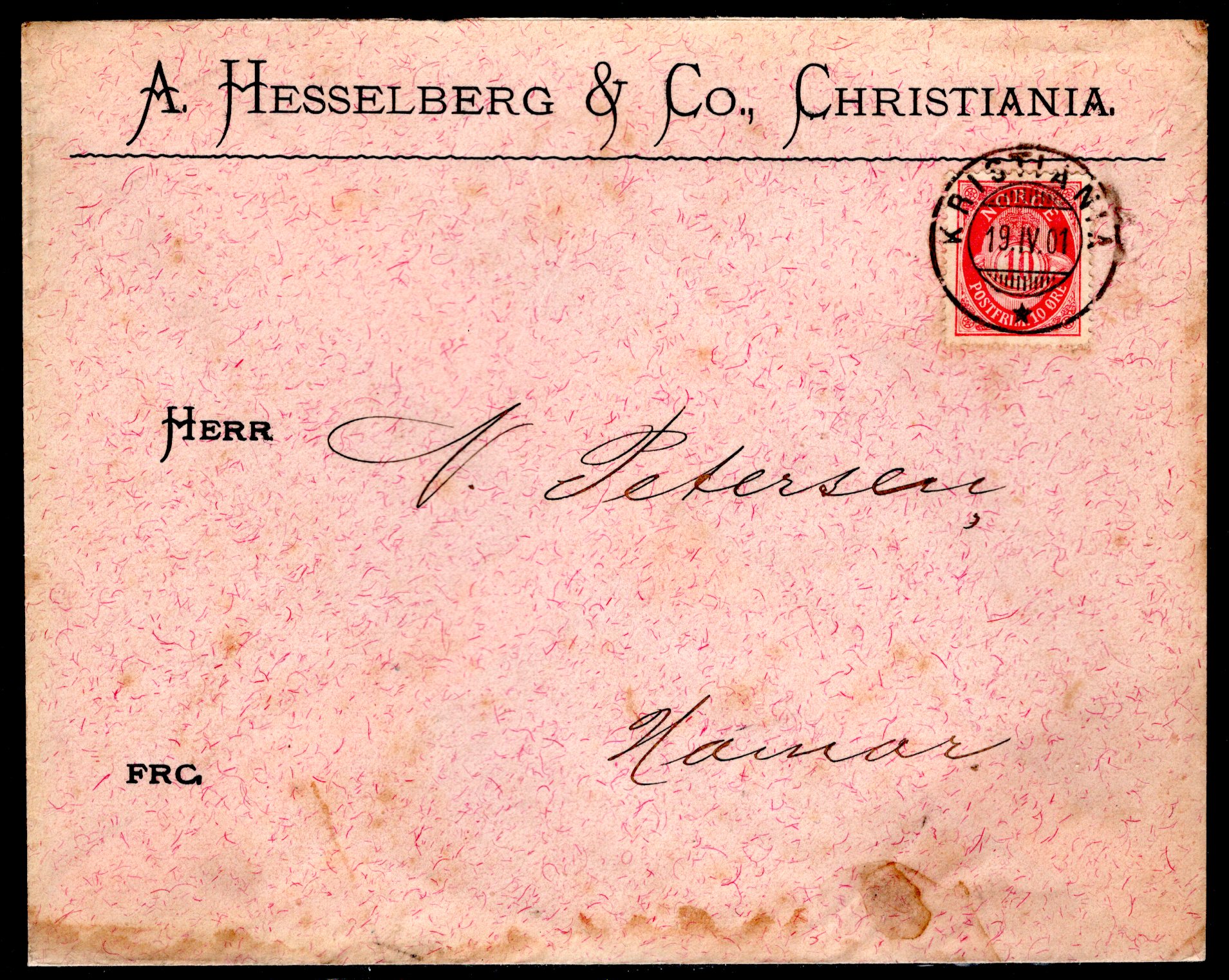 firmabrev praktstemplet Kristiania 1901 se scan