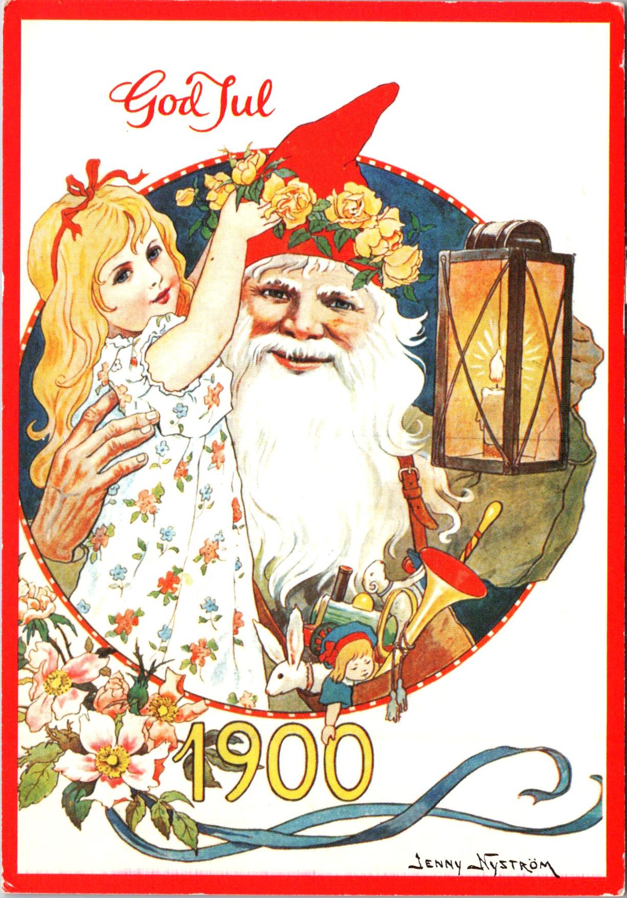 Jenny Nyström - God Jul 1900 - Nytrykk - Jente og Nisse