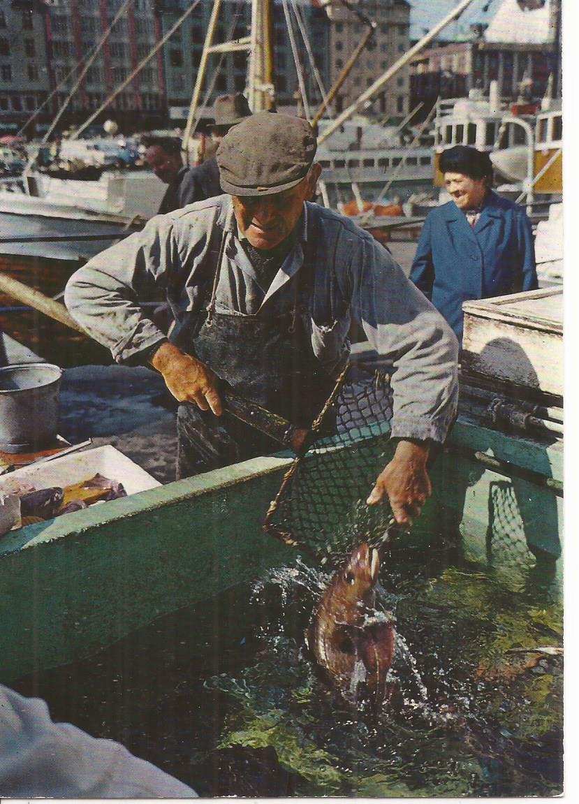 Postkort - Bergen fisketorget -
