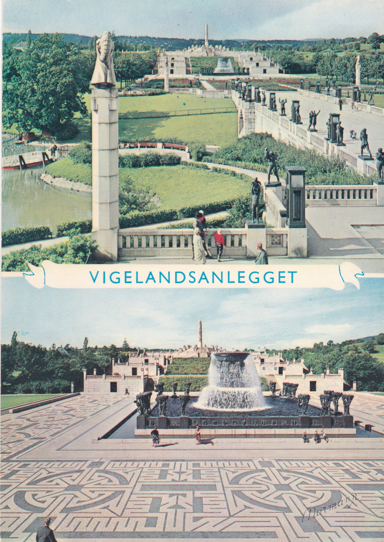 Oslo. Vigelandsanlegget, 2-bilders (Normann Nr 1392)