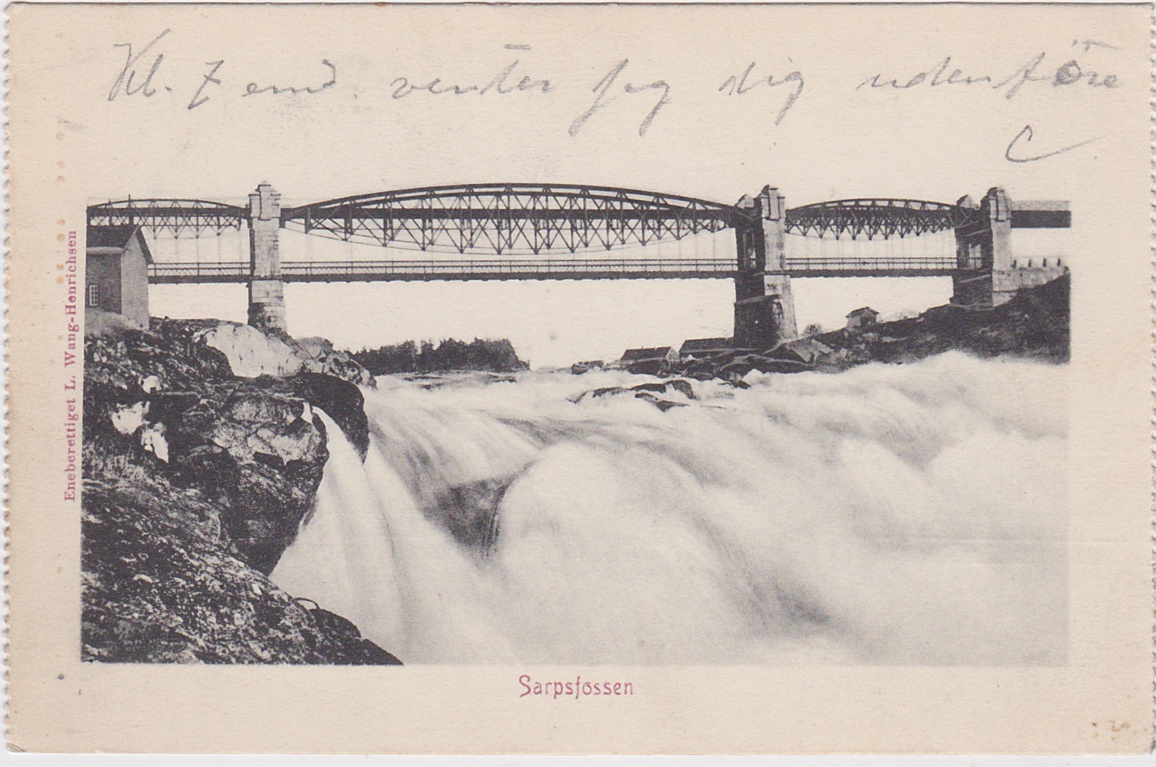 Sarpsfossen-Sarpefossen-Fossen i Sarpsborg - Med skrift, men ikke postsendt-Meget pent