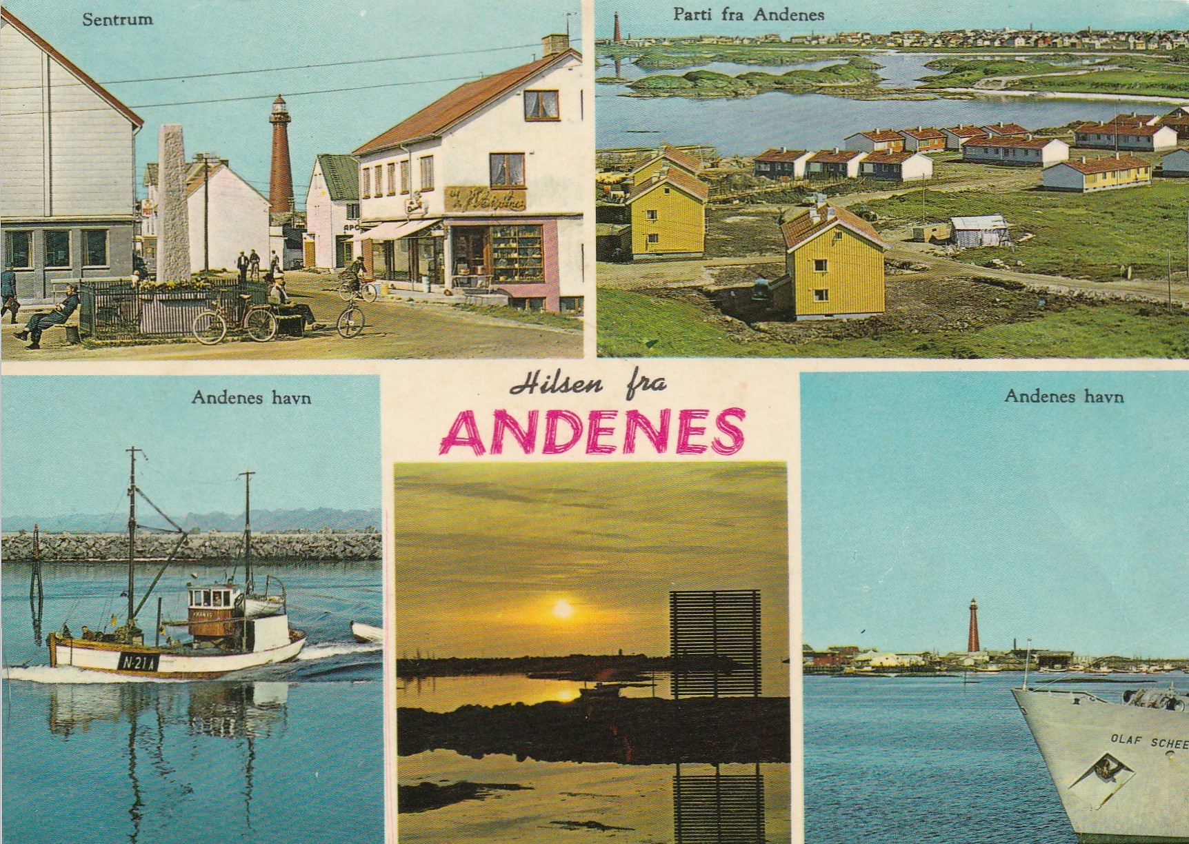 Eldre kort : Hilsen fra Andenes .   Hønefoss K 412
