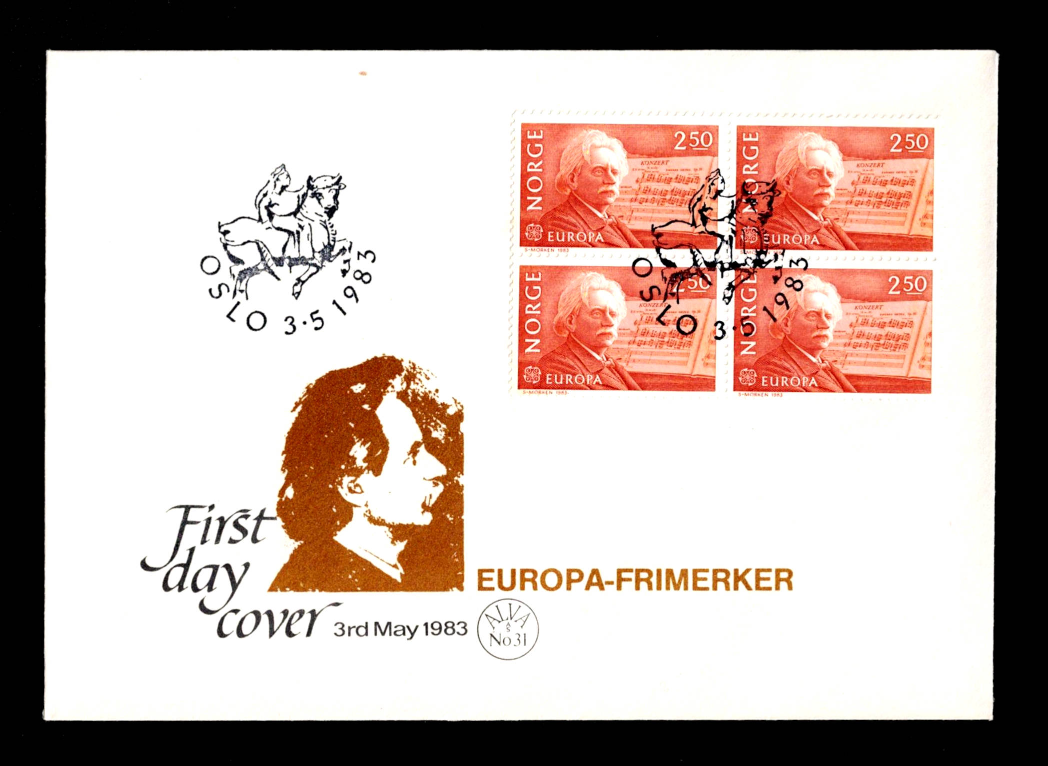 FDC 4-Blokk 1983 NK933 Europa XV vignet ALVA