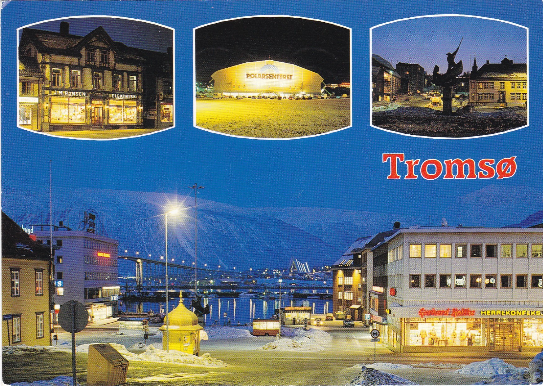 Tromsø ved natt, 4-bilders ( Aune F-13093-9)