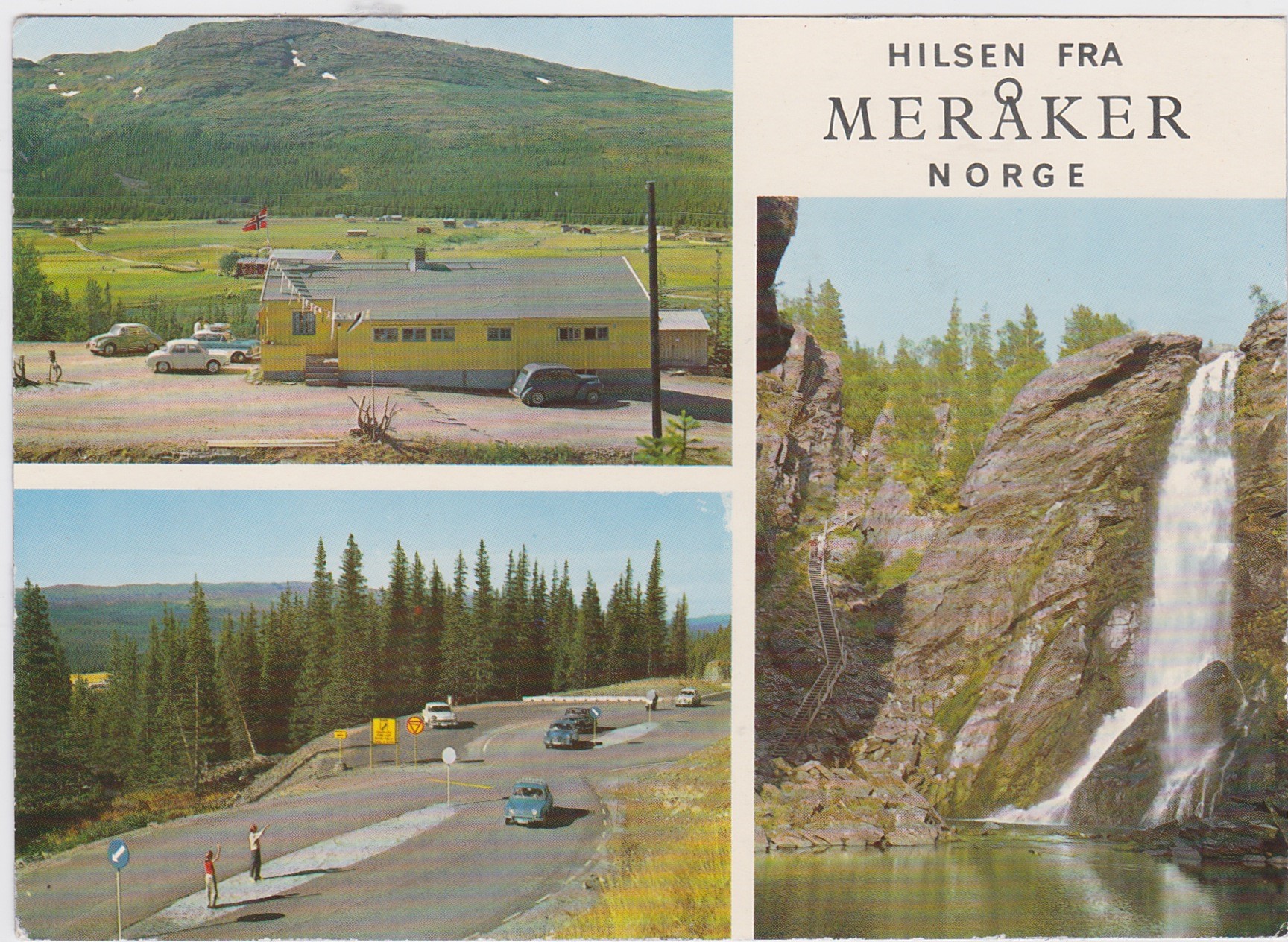 Hilsen fra Meråker Grensen Norge-Sverige med venstrekjøring-Ener. Aune-Ubrukt