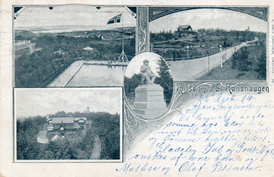Hilsen fra St.Hans Haugen. Stemplet 1904.