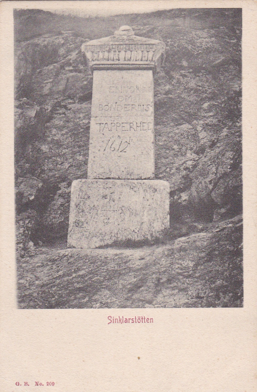 Sinklarstøtten ( G.B. no 209)