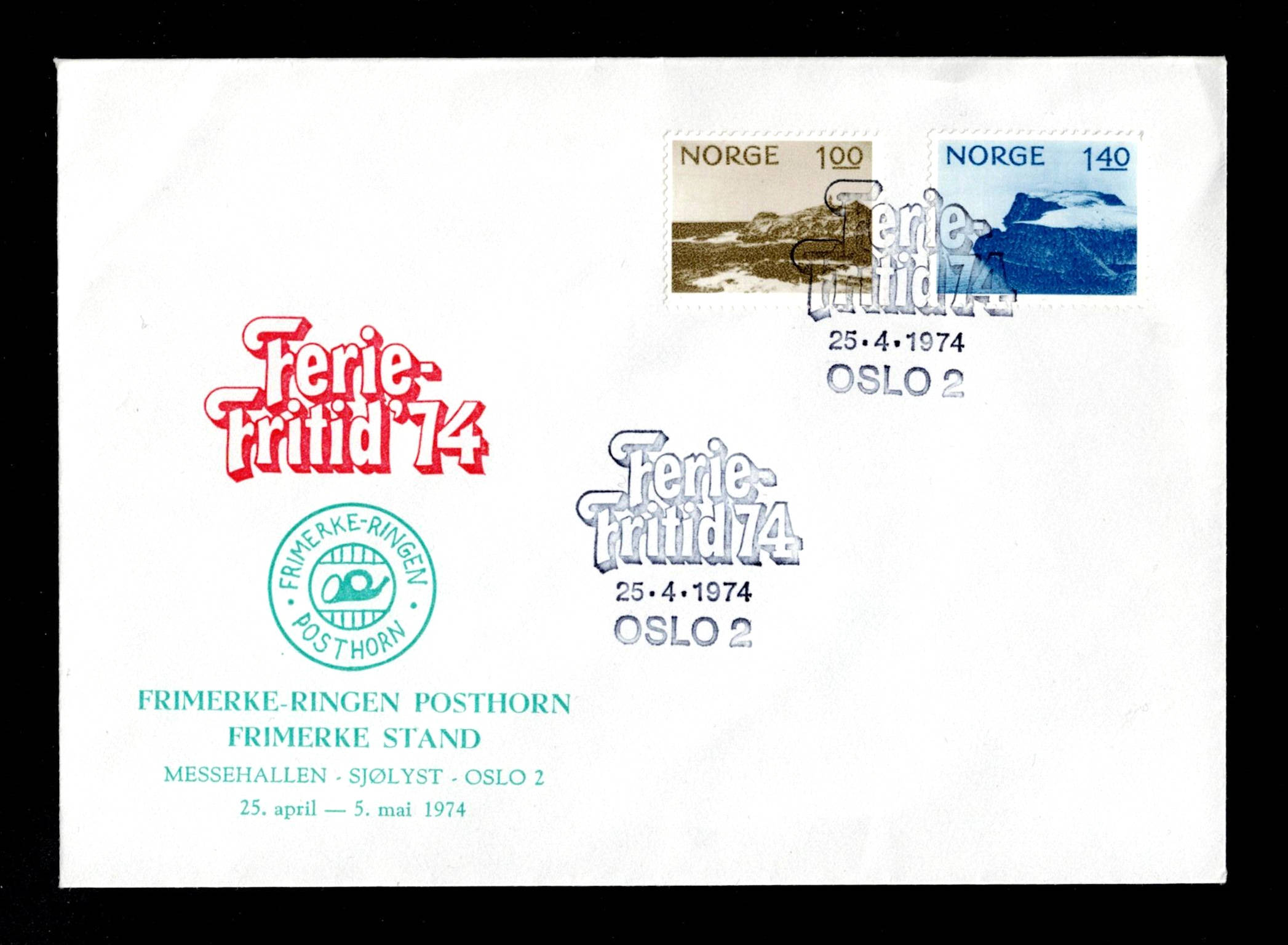 FDC 1974 NK727-728 Turistmerker vignet Frimerke-Ringen