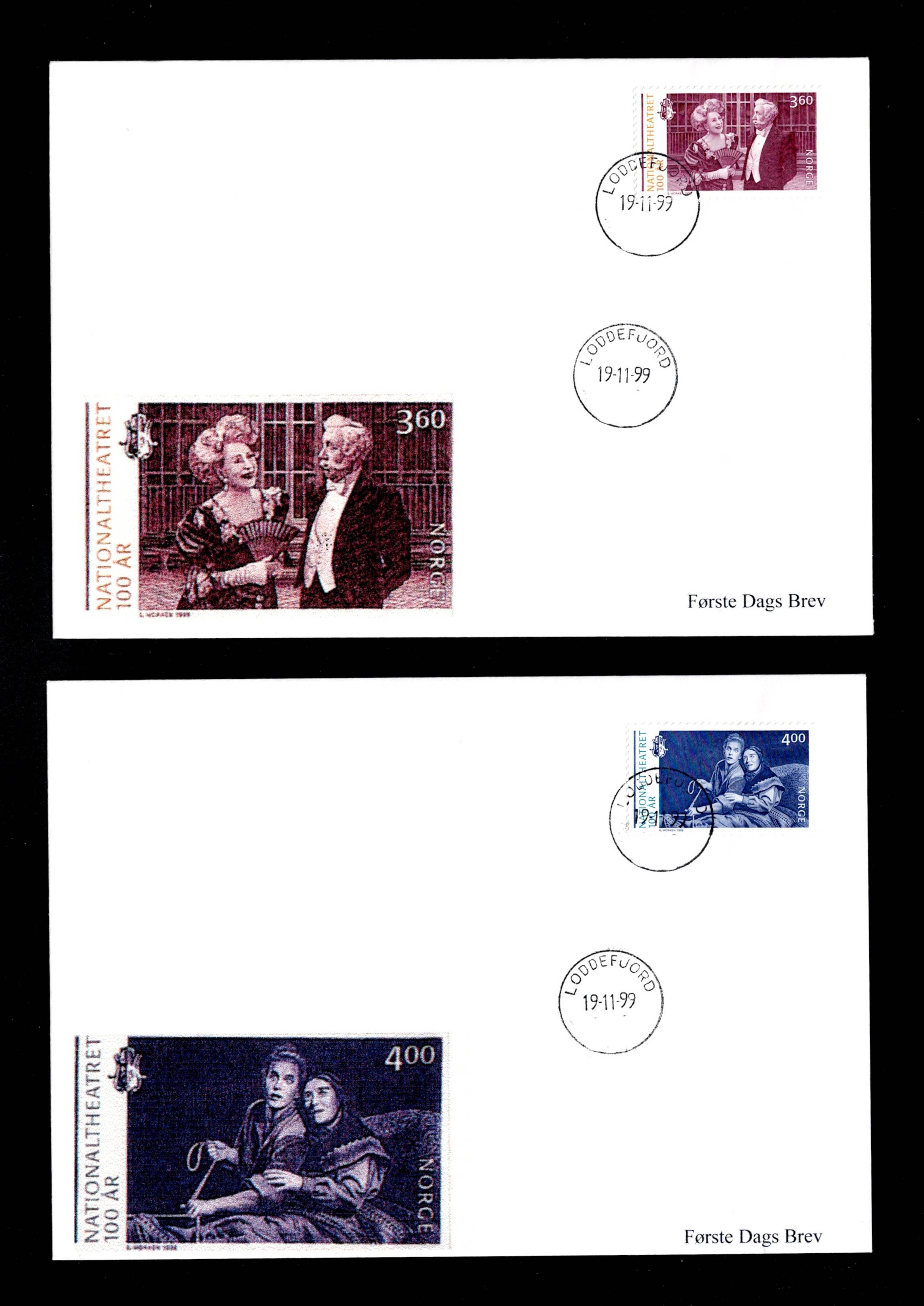 FDC 1999 NK1378-79 LODDEFJORD Nationaltheatret