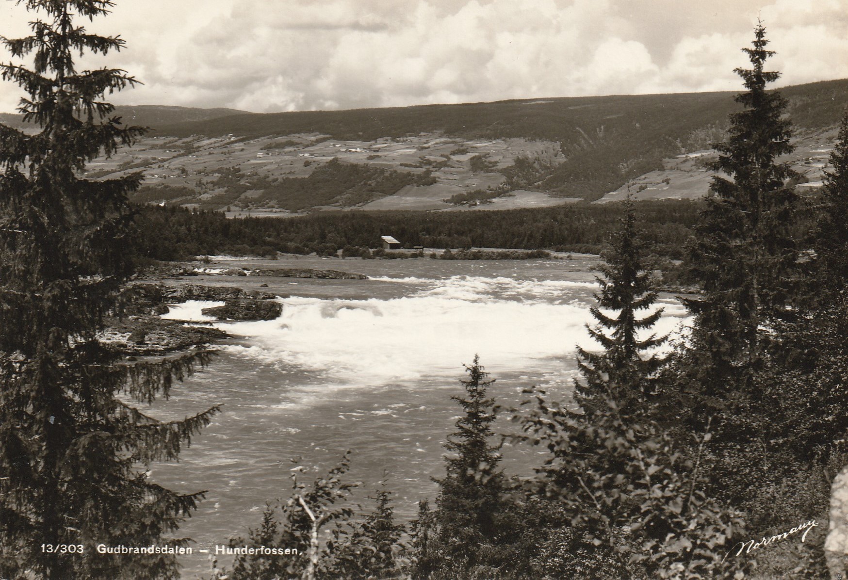 Eldre kort fra Gudbrandsdalen - Hunderfossen. Normann 13/303