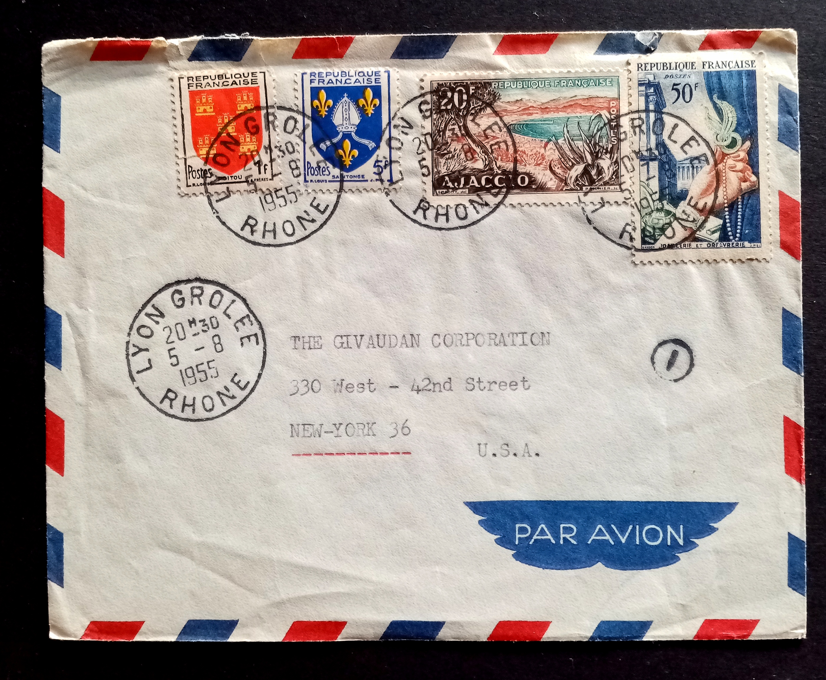 Brev - Frankrike - LYON. 5.8.1955