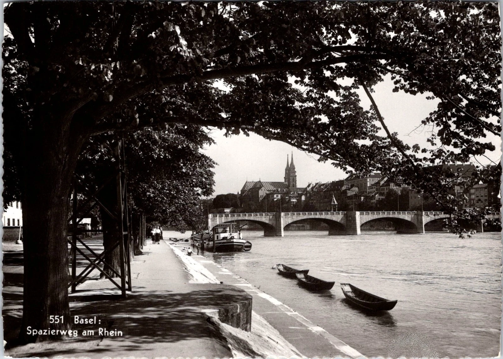 Basel - Spazierweg am Rhein - Ekte fotokort - 1939 - Sveits - Postkort
