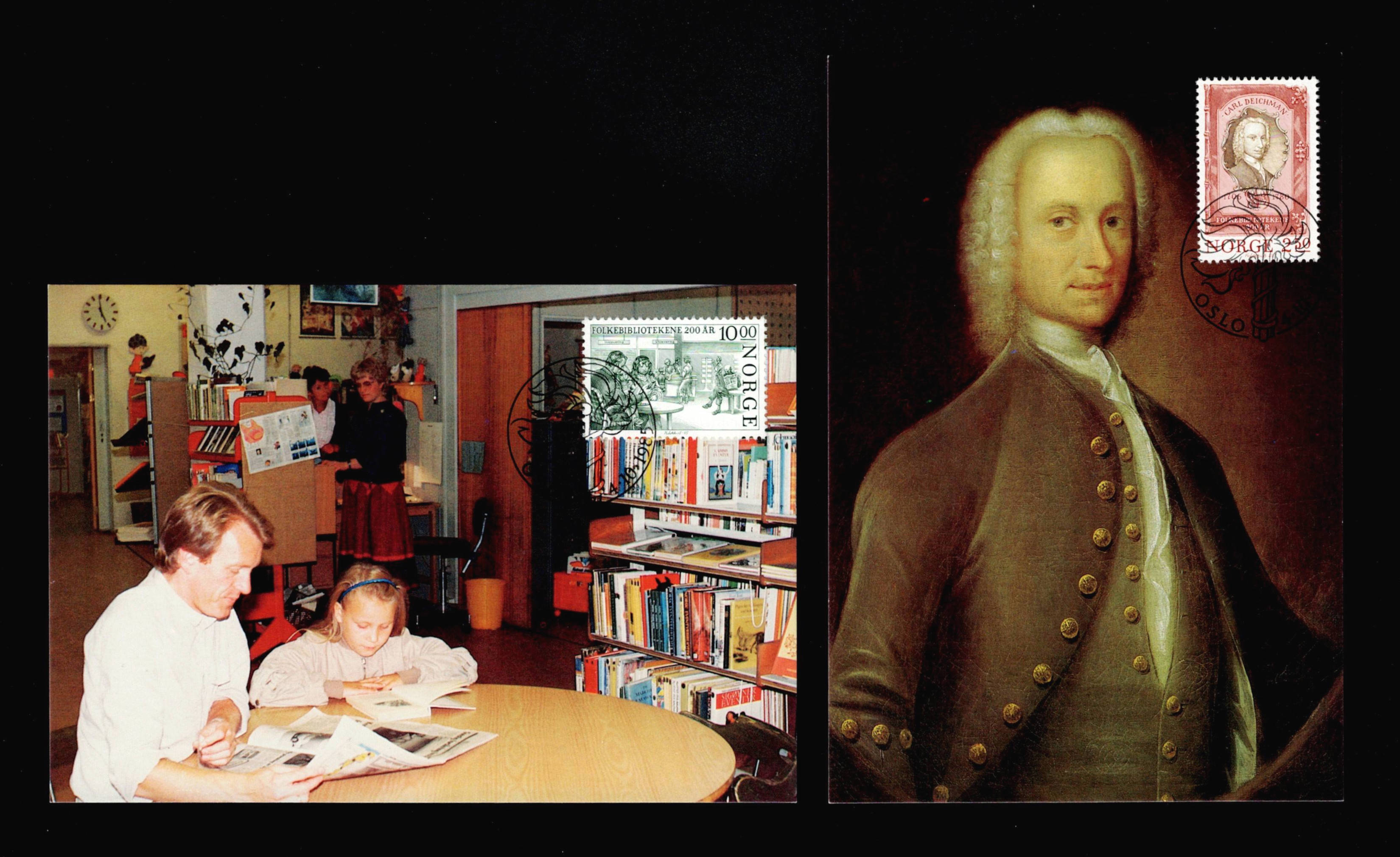 FDC 1985 NK982-983 Deichmanske Bibliotek på FsH kort