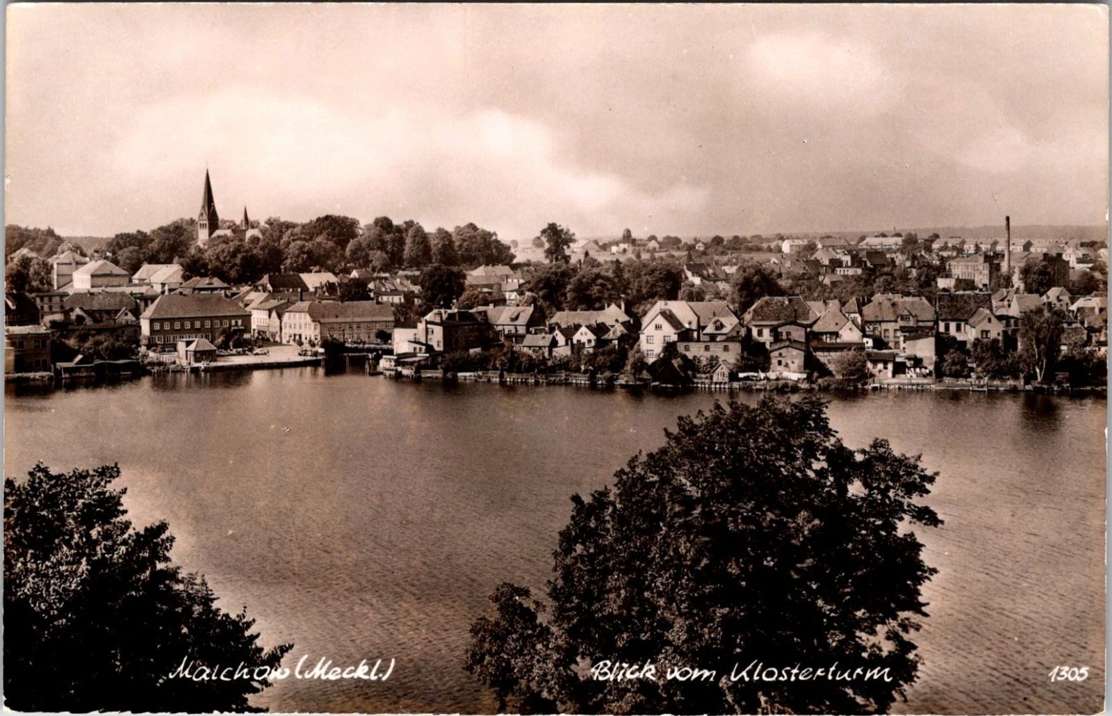 Malchow (Mecklenburg) - Utsikt fra Klosterturm - Fotokort fra DDR - Postkort