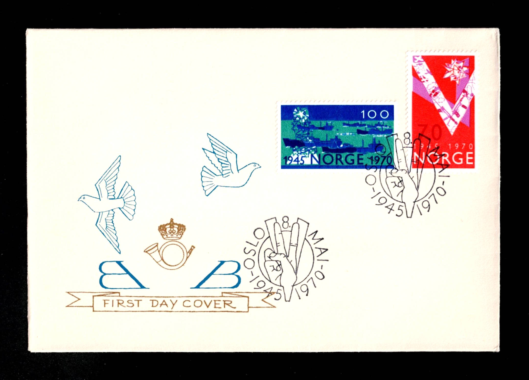 FDC 1970 NK653-654 Frigjøring vignet B&B