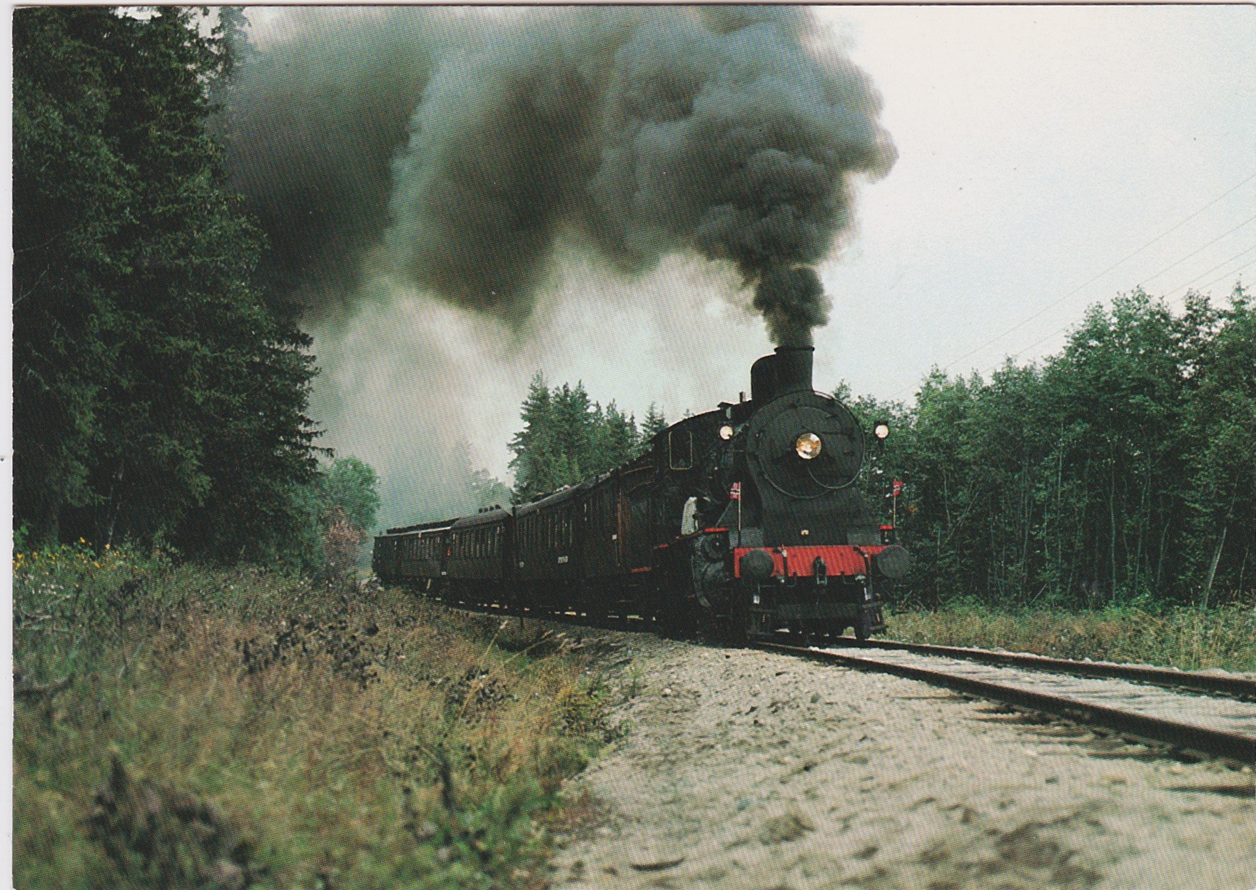JK-7 Damplok type 24b 236 med veterantog mellom Sysle og Snarum stasjoner -Ubrukt-Ener. Norsk Jernbaneklubb