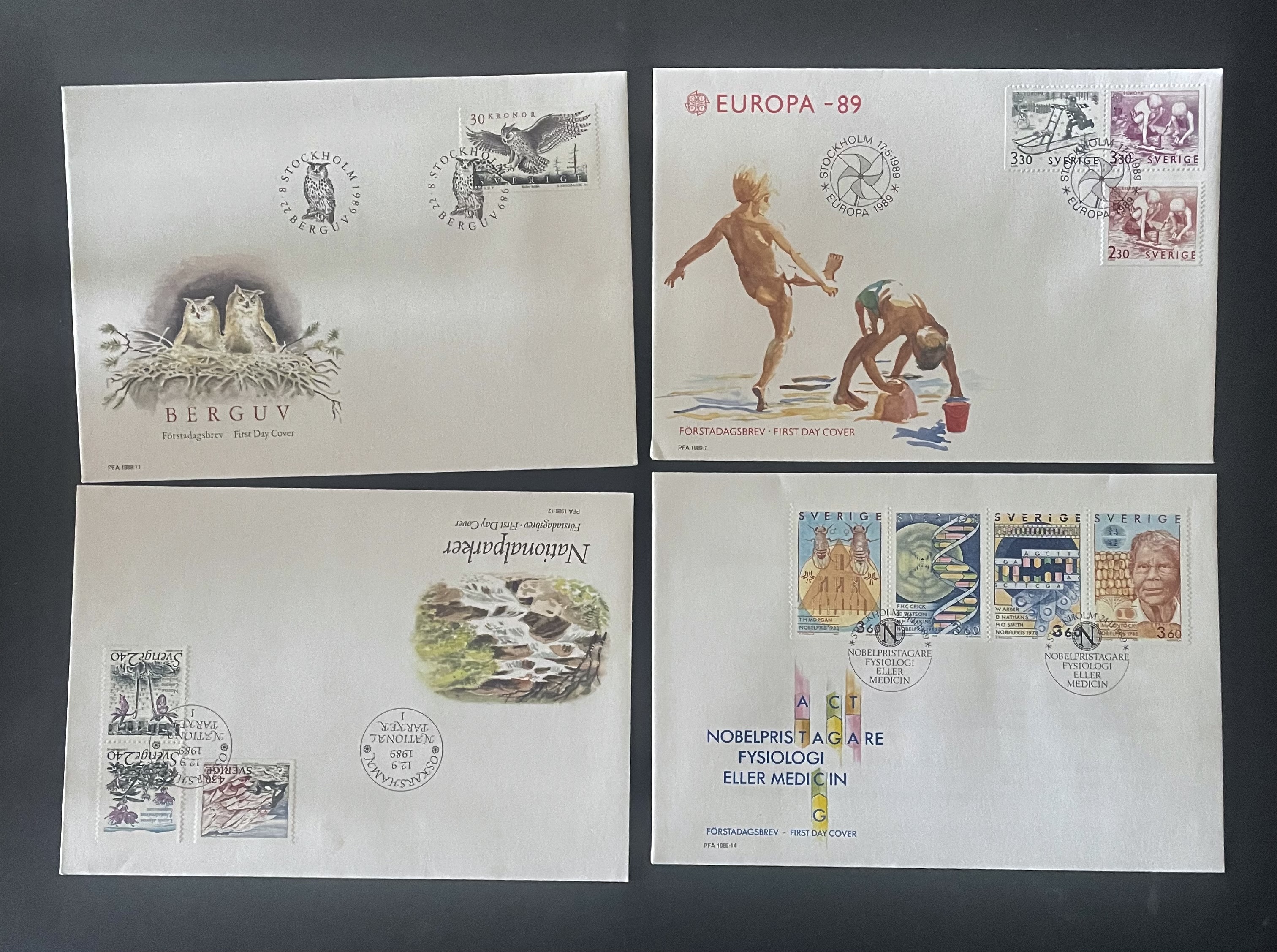 SVERIGE - FDC - 4 STYKKEN ULIKE 1989 NR 1(6)