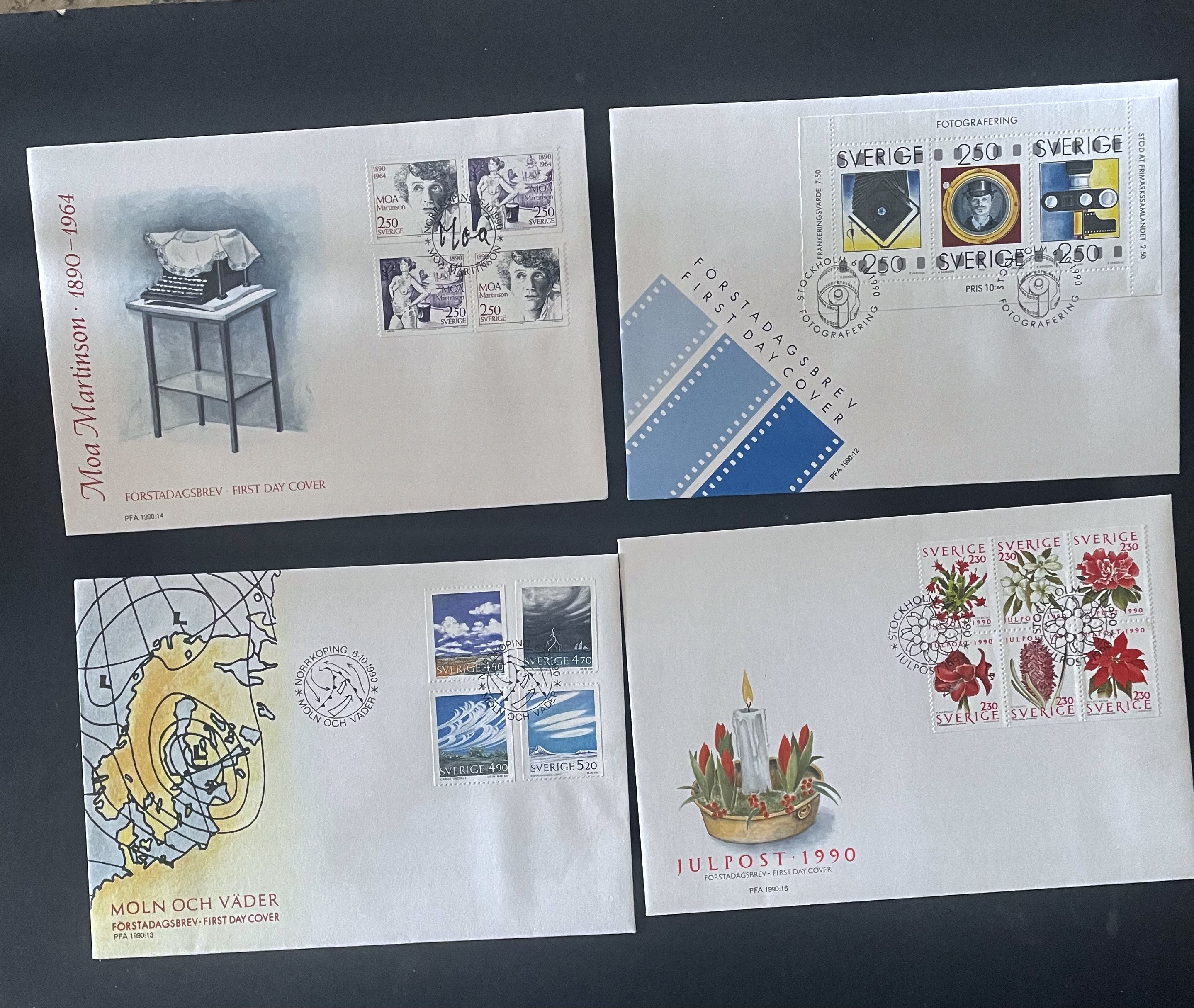 SVERIGE-FDC-4 STYKKEN ULIKE 1990 NR 2 ( 11 )