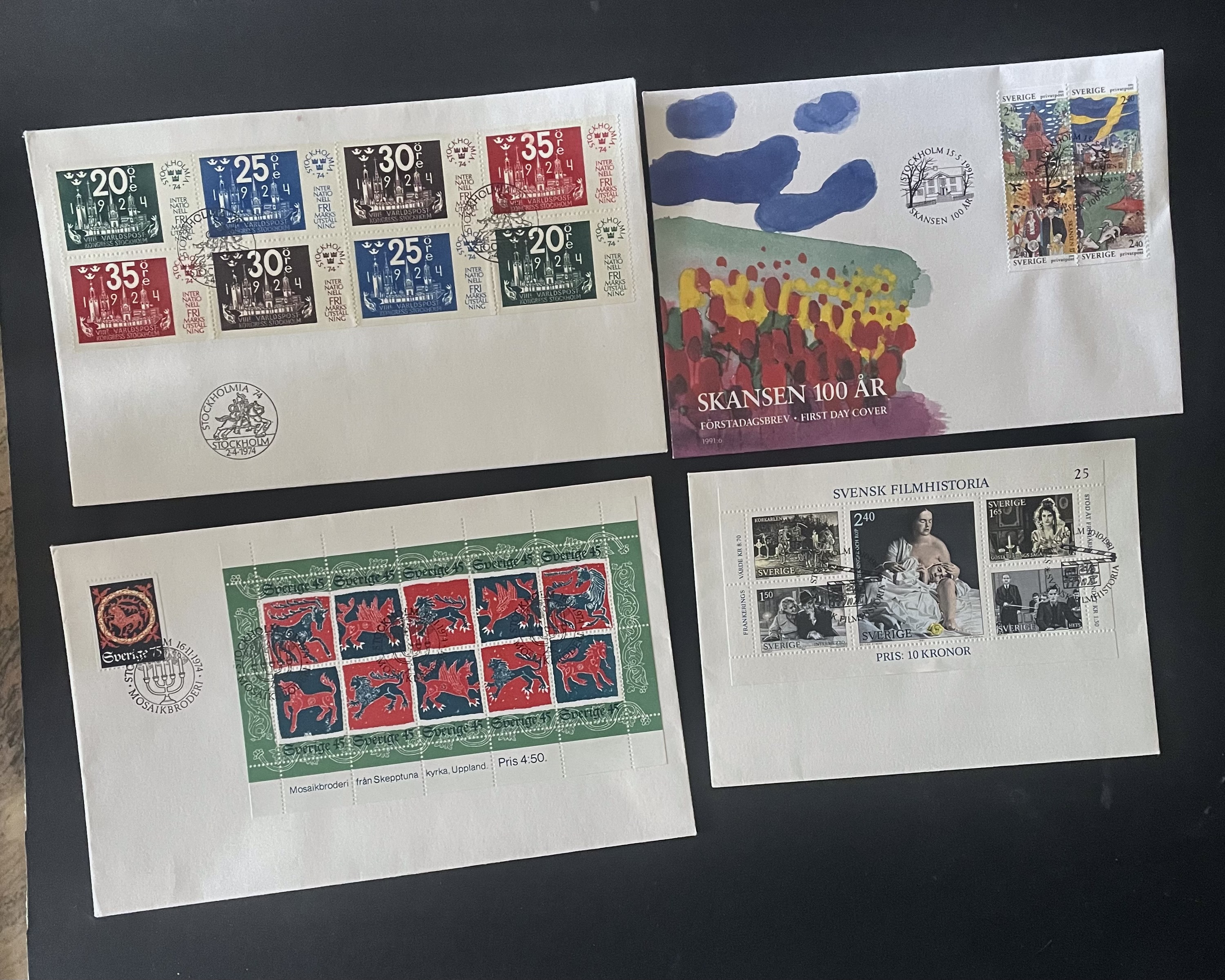 SVERIGE-FDC-4 STYKKEN ULIKE NR 1 ( 12 )