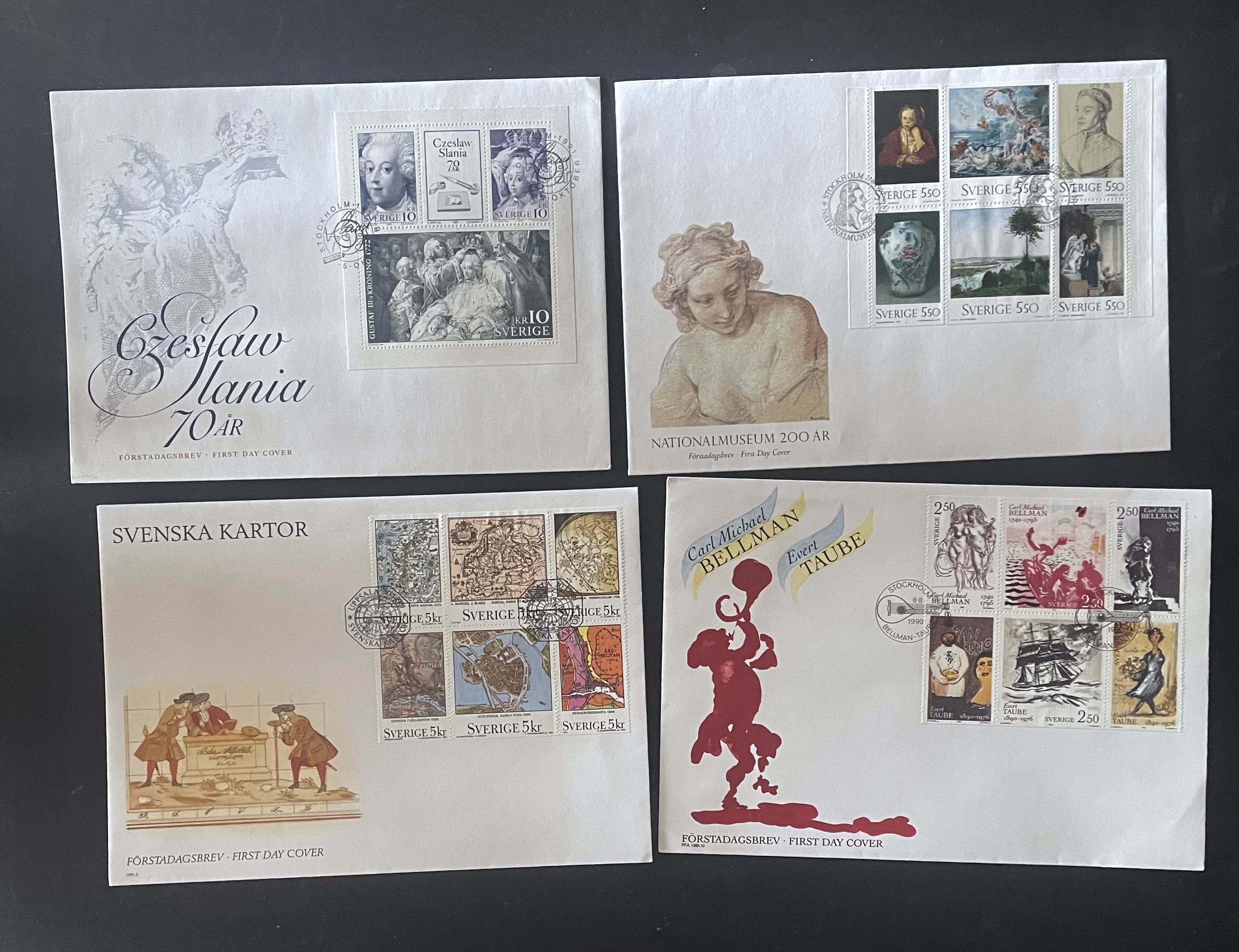 SVERIGE-FDC-4 STYKKEN ULIKE NR 2 ( 13 )