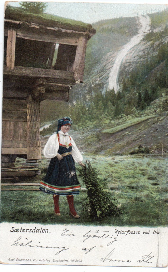 Reiarfossen ved Ose. Kolorert. Pent stmp.-09