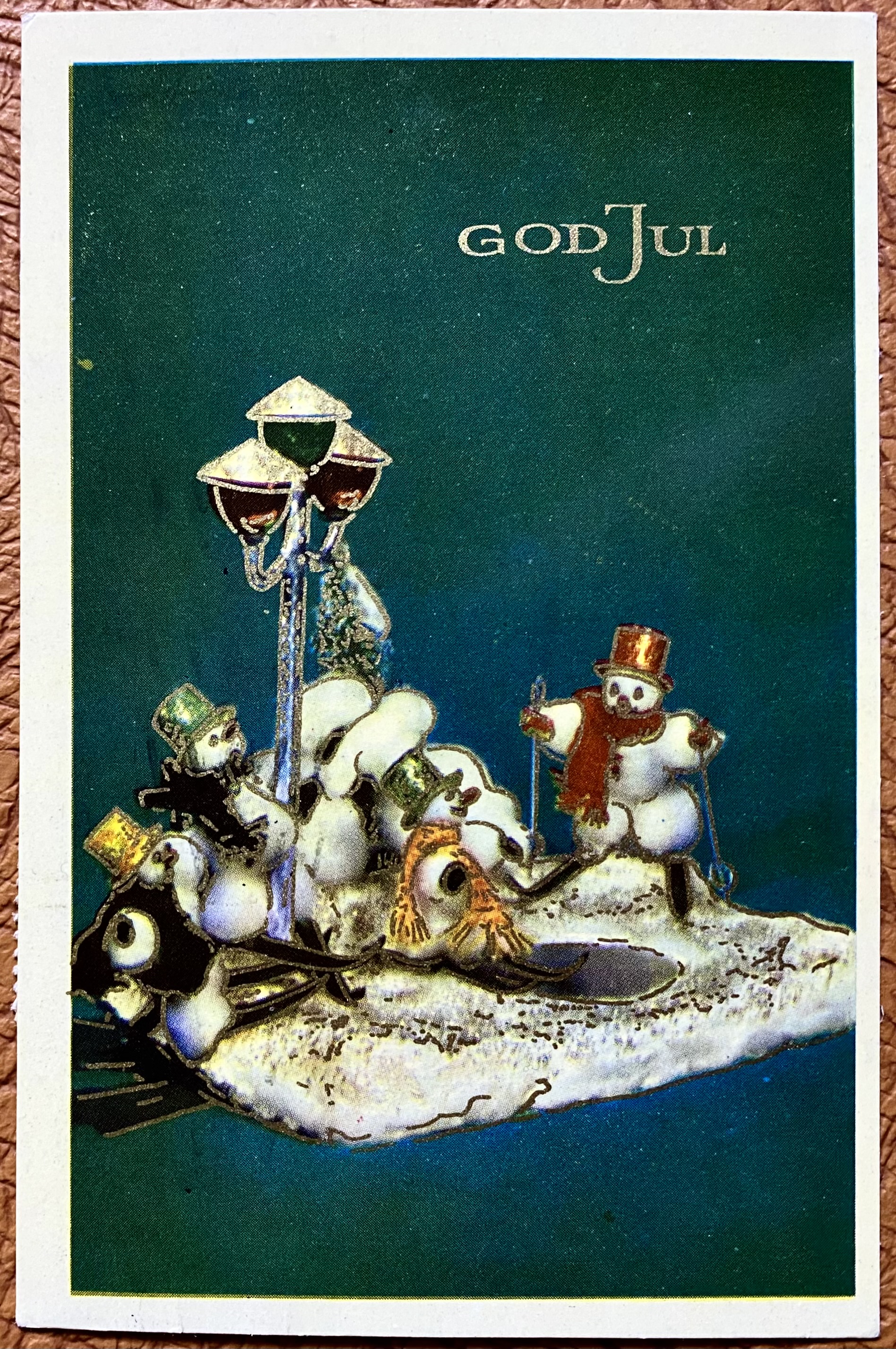 Julekort Mittet St Sandefjord 1956 m/julemerke