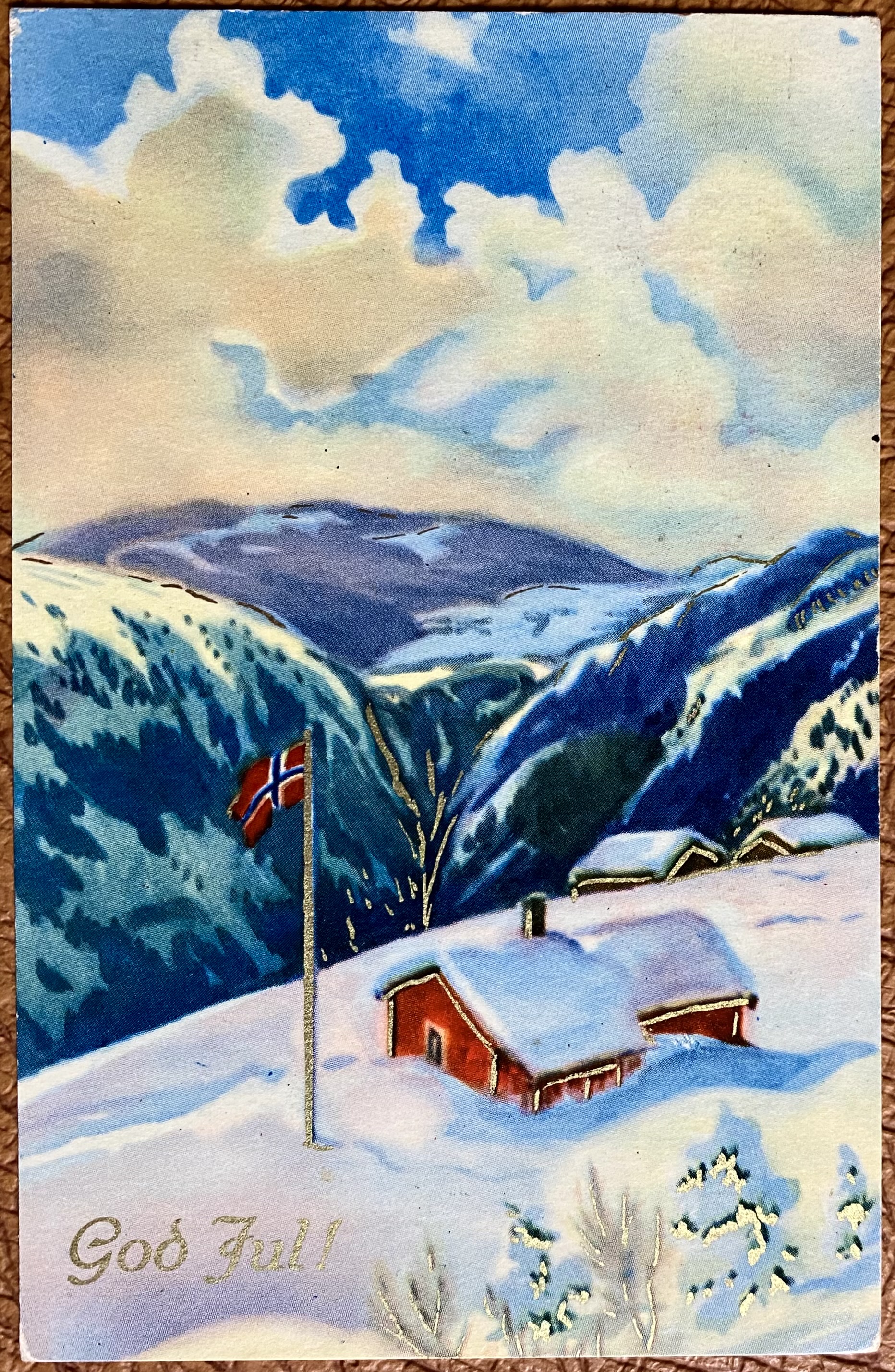 Julekort St Lillehammer 1952 m/julemerke Norsk arbeide