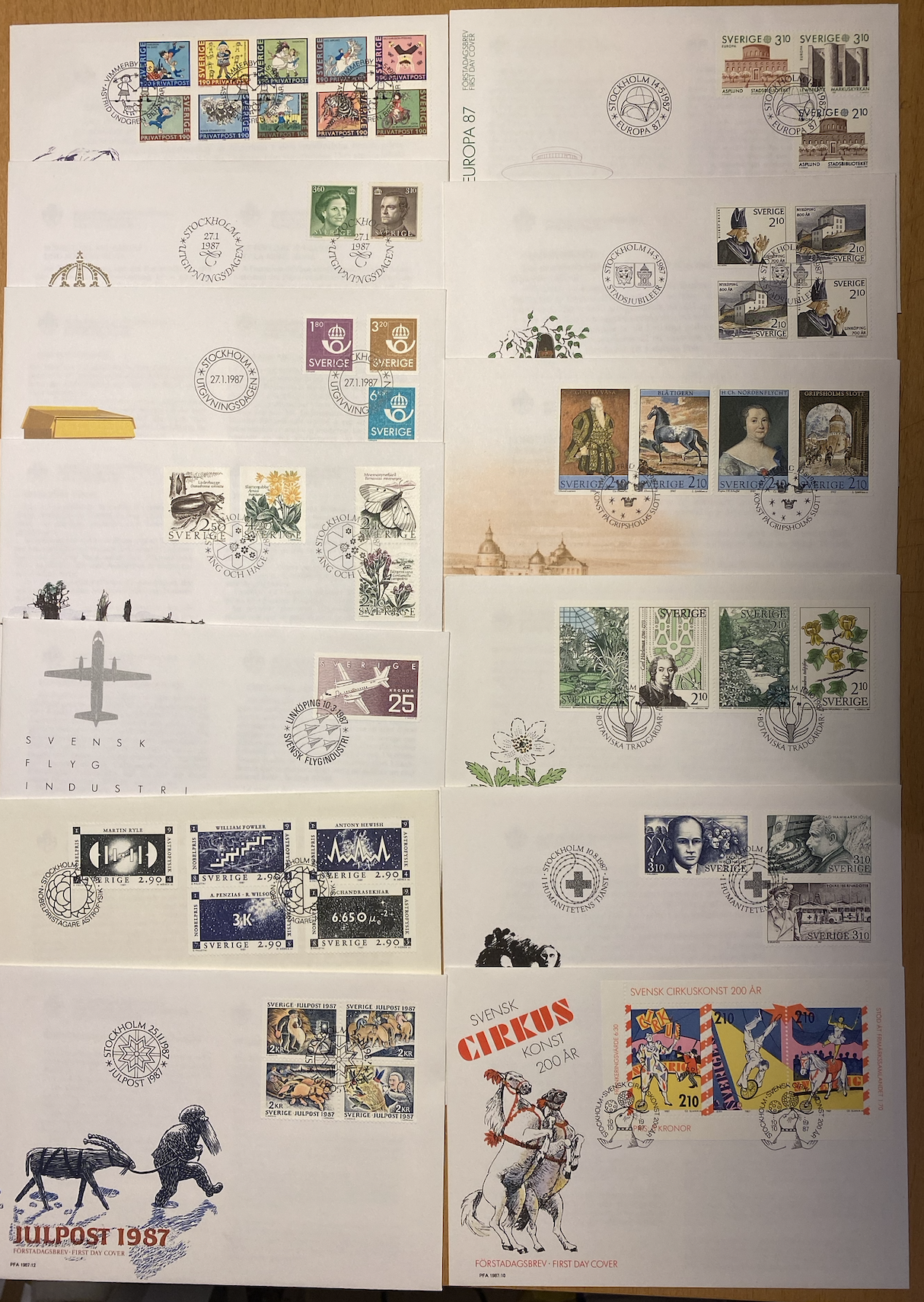 1987. Sverige FDC komplett årgang