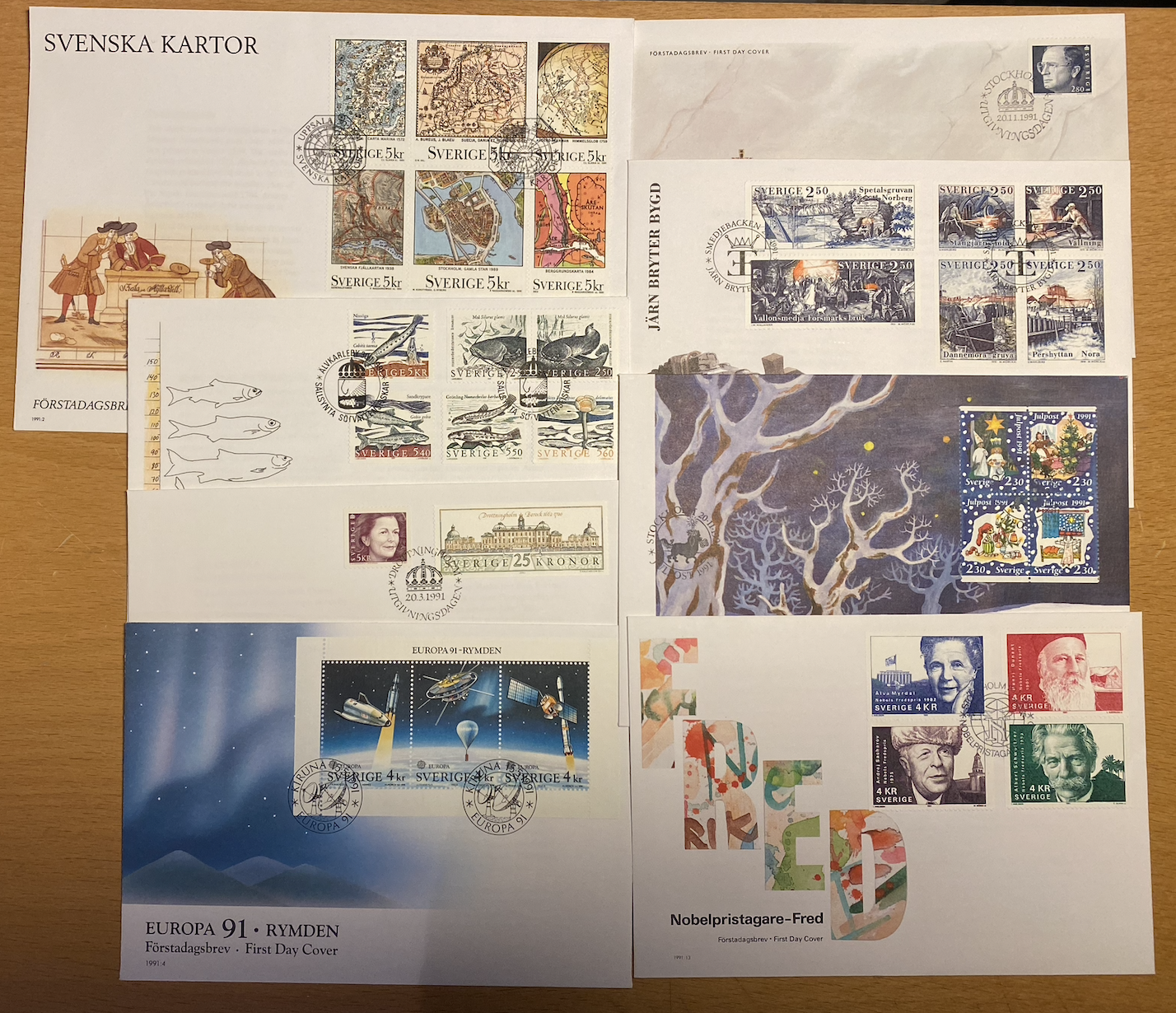 1991. Sverige FDC komplett årgang