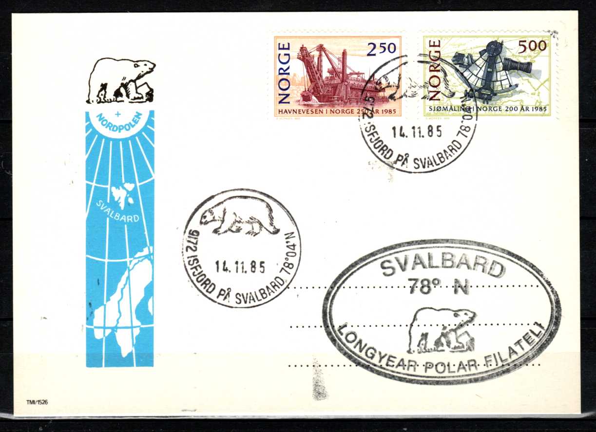 FDC HK 984-85 Stemplet Isfjord på Svalbard
