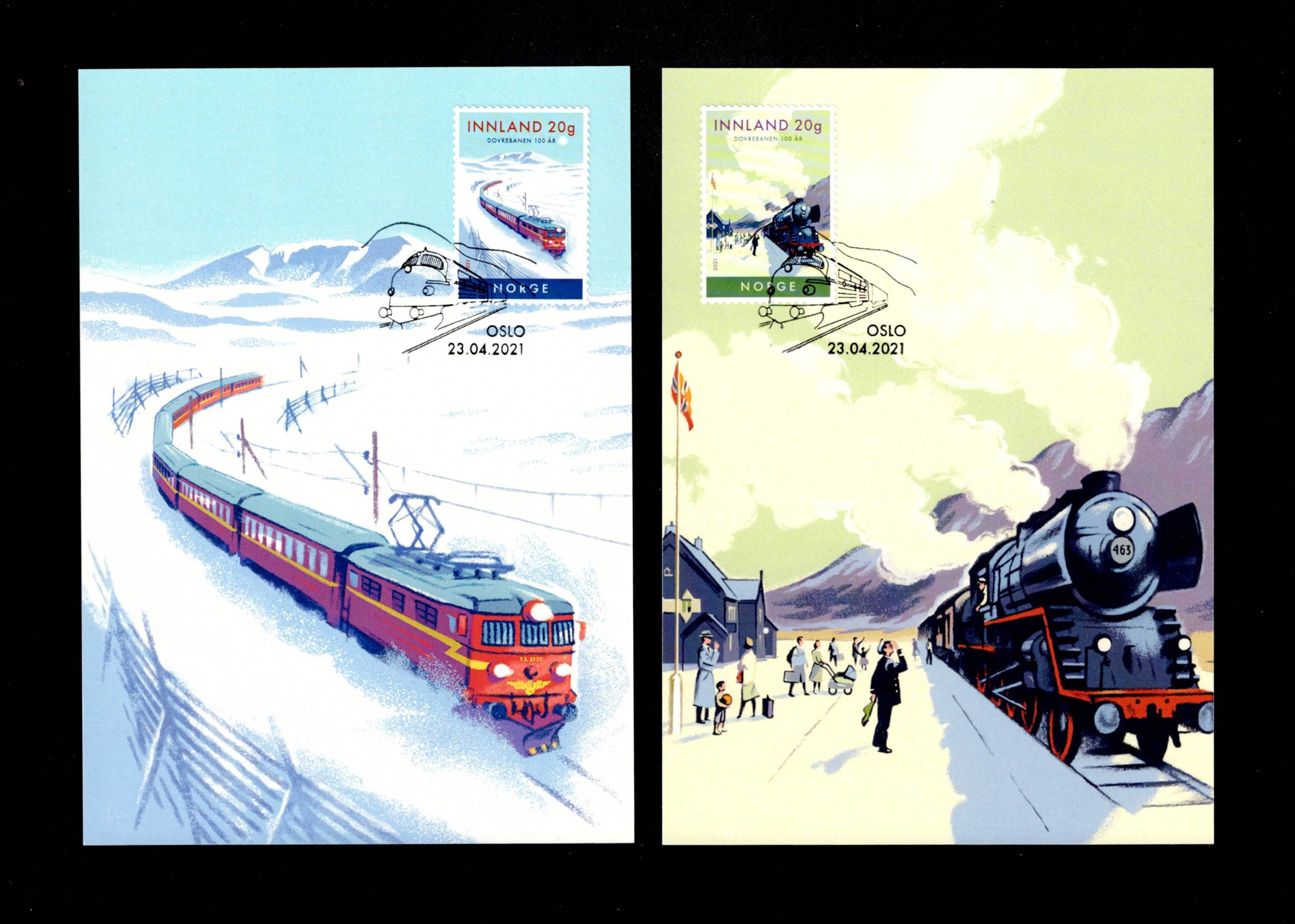FDC 2021 NK2051-52 Doverbanen 100 år på kort