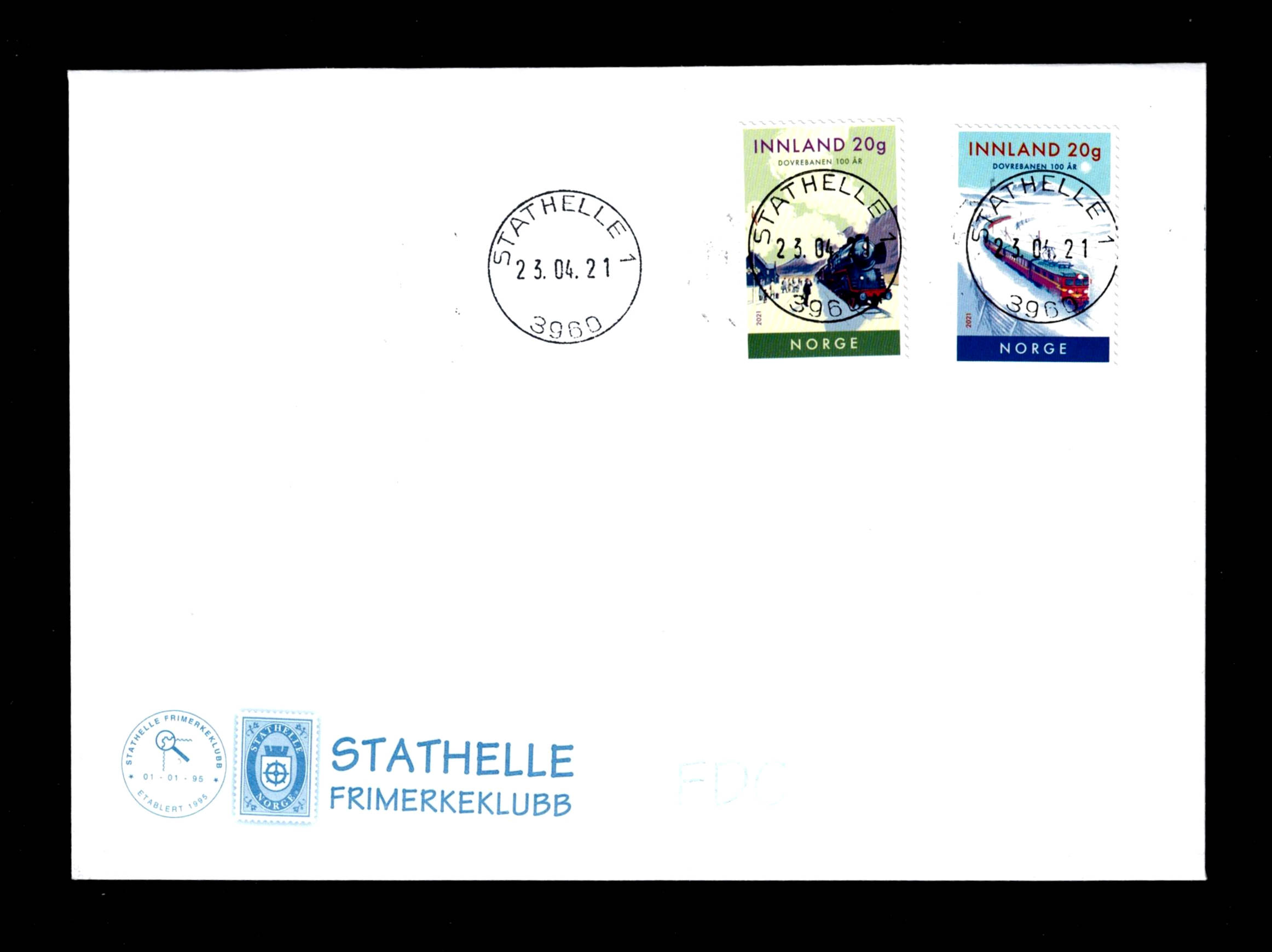 FDC 2021 NK2051-52 STATHELLE vignet Stathelle FK