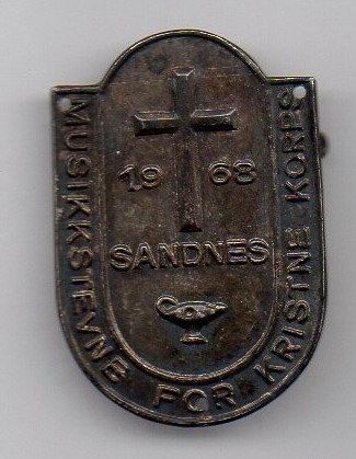 Musikkstevne for Kristne korps - Sandnes 1968 - Medalje/Nål