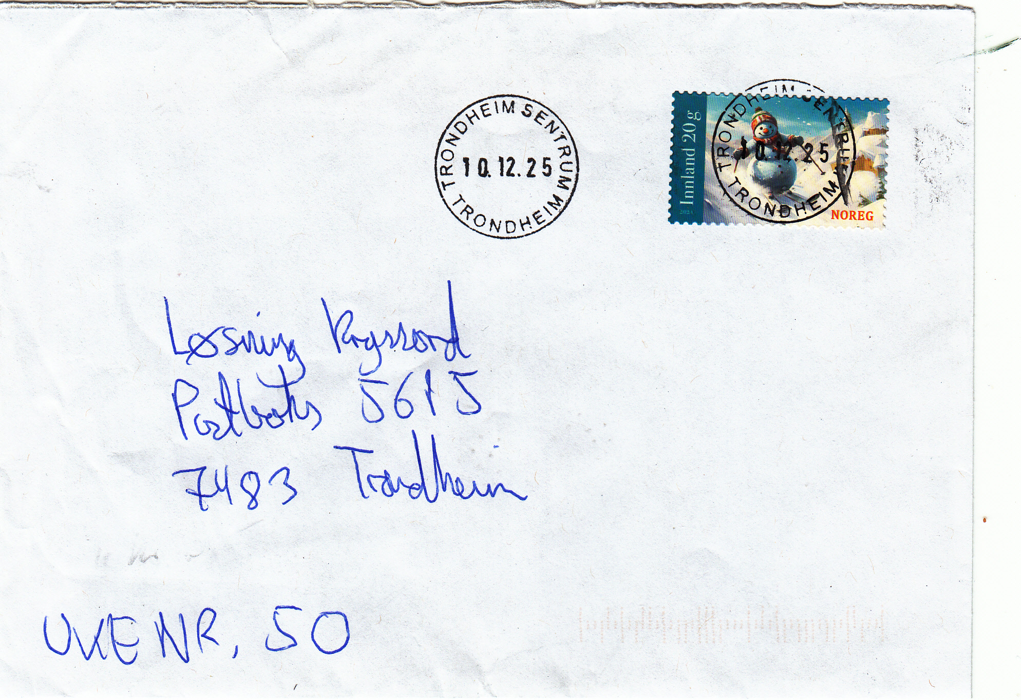 NK 2132 lux stemplet Trondheim sentrum 10.12.25